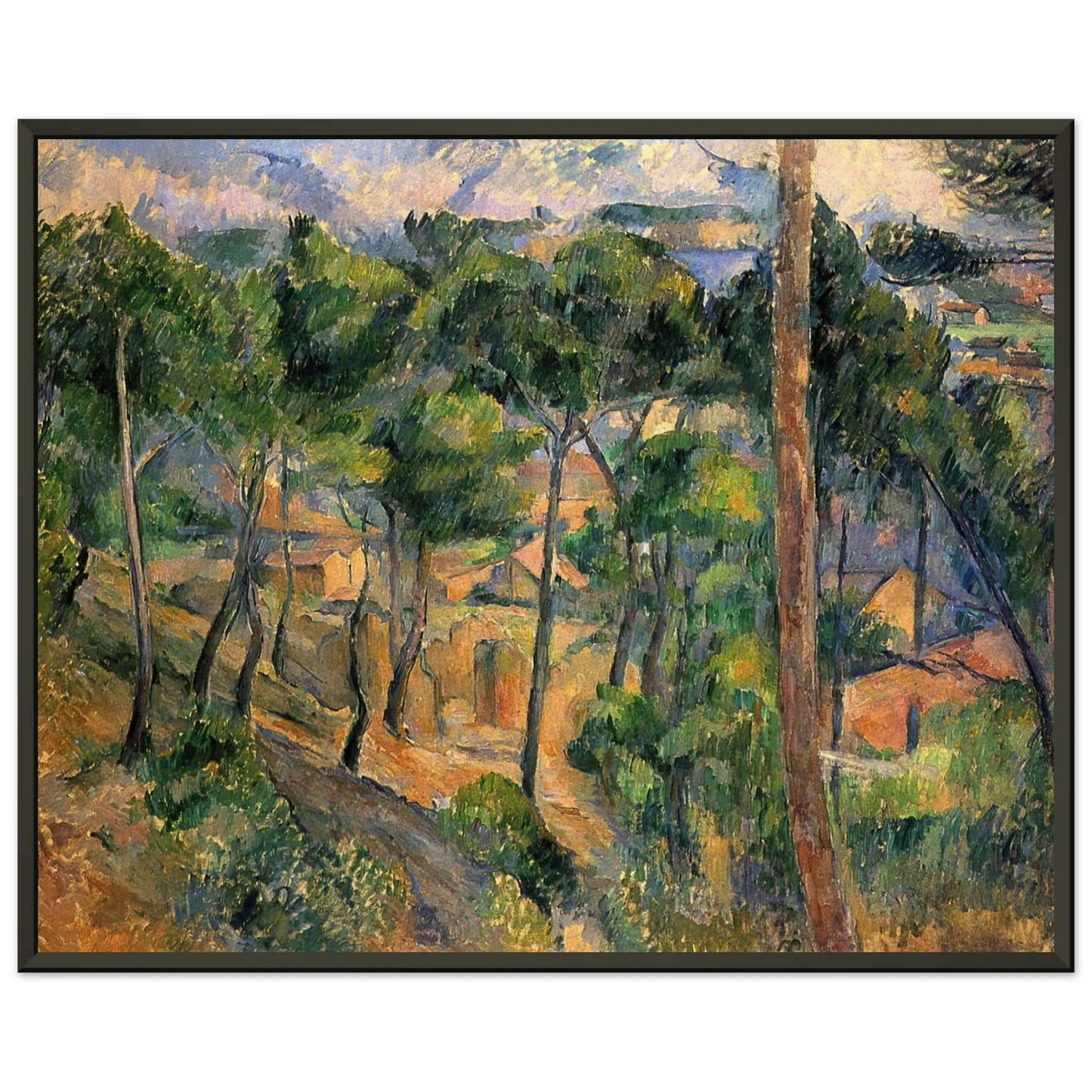 Paul Cezanne  LEstaque View Through The Pines Framed Art Print  - Aluminum Frame - 40x50 cm / 16x20 inches