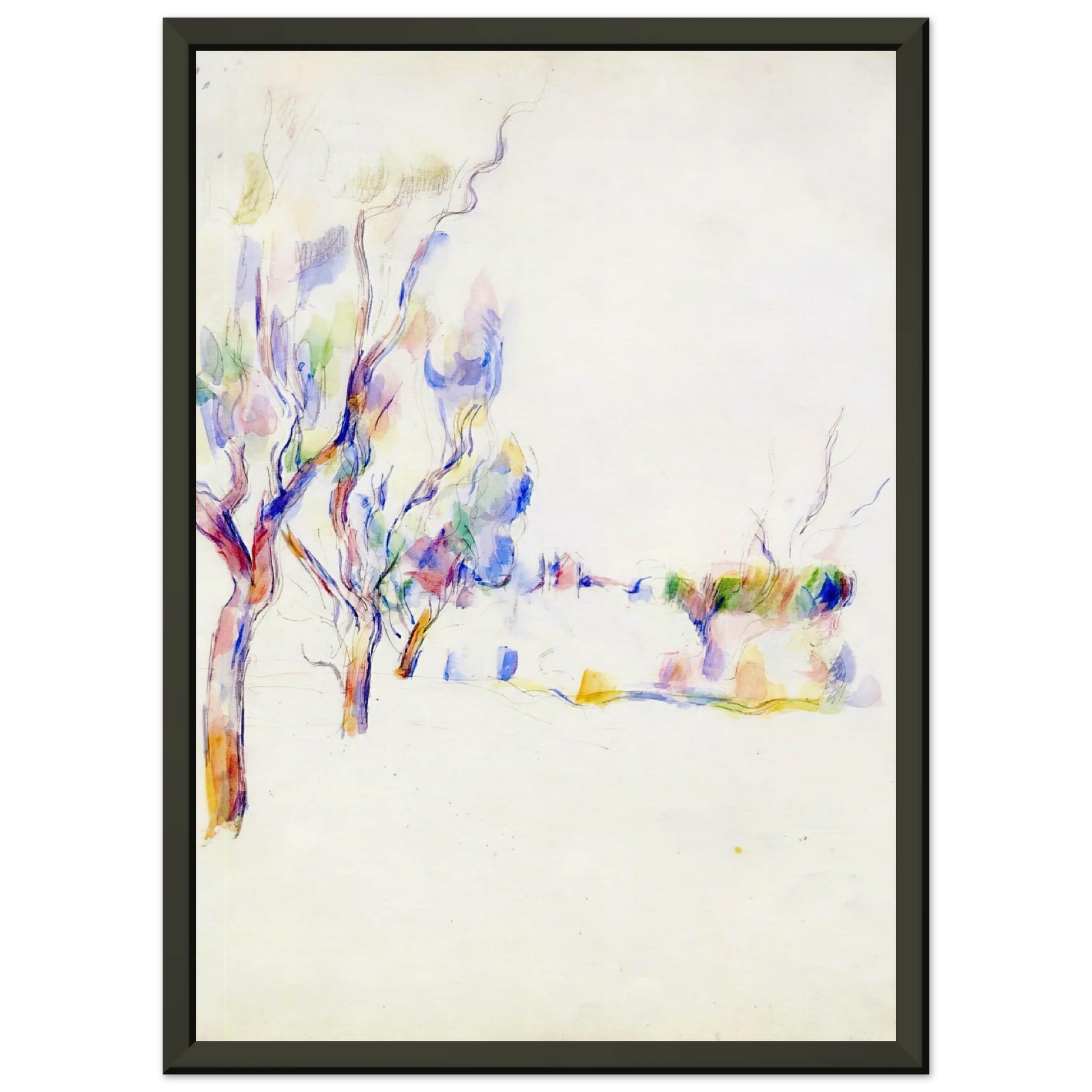 Paul Cezanne  Almond Trees in Provence Framed Art Print  - Aluminum Frame - 60x80 cm / 24x32 inches