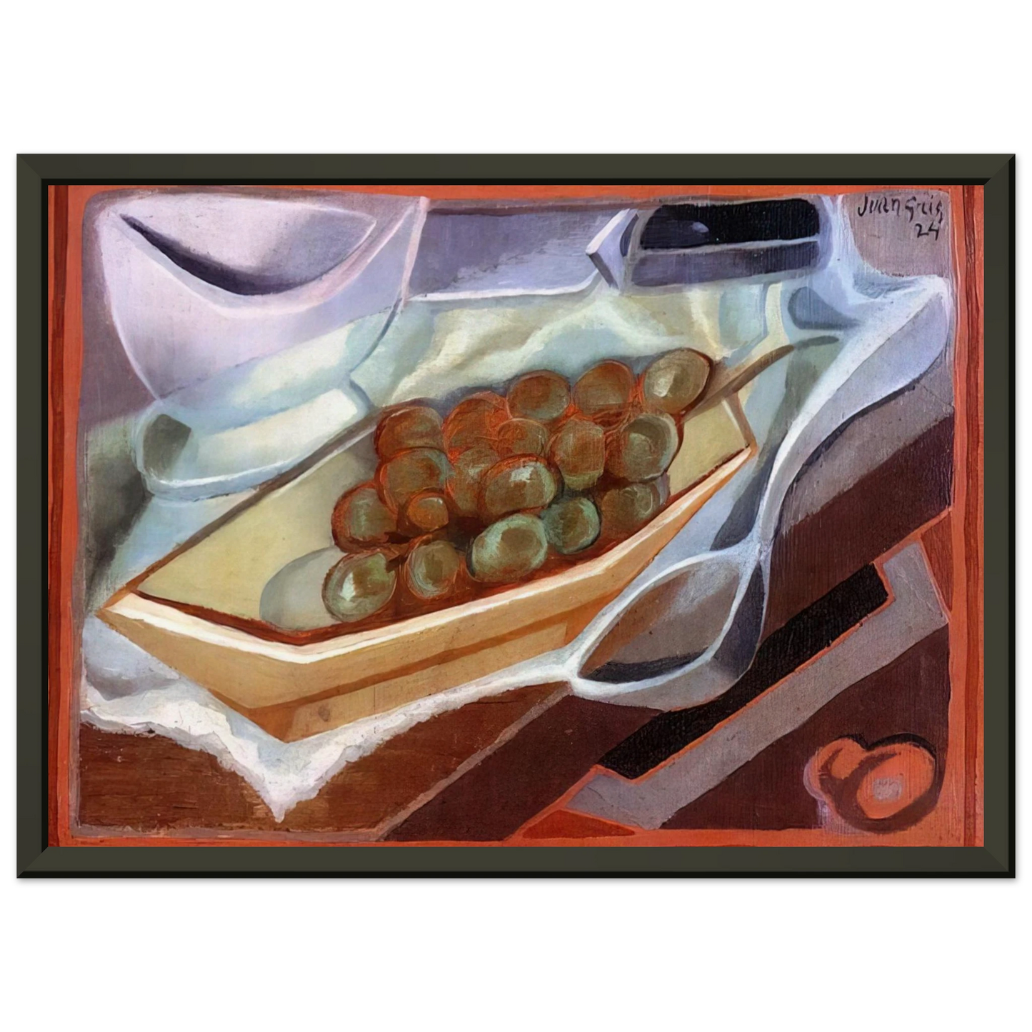Juan Gris  THE BUNCH OF GRAPES 1924 Framed Art Print  - Aluminum Frame - 70x100 cm / 28x40 inches