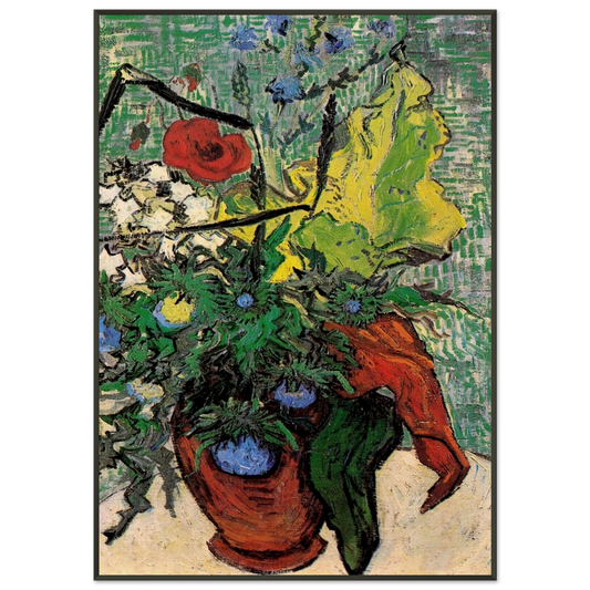 Vincent van Gogh  Wild Flowers and Thistles in a Vase Framed Art Print  - Aluminum Frame - 21x29.7 cm / 8x12"