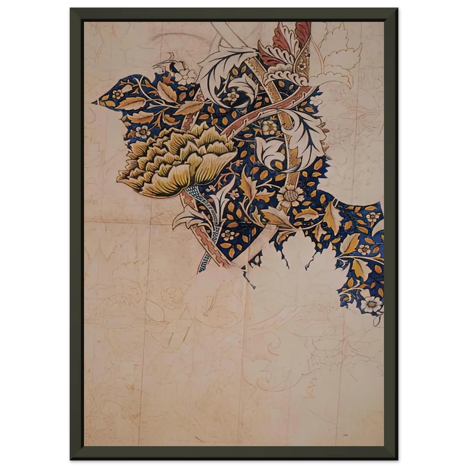 William Morris  DESIGN FOR WINDRUSH PRINTED TEXTILE 1883 Framed Art Print  - Aluminum Frame - 60x80 cm / 24x32 inches