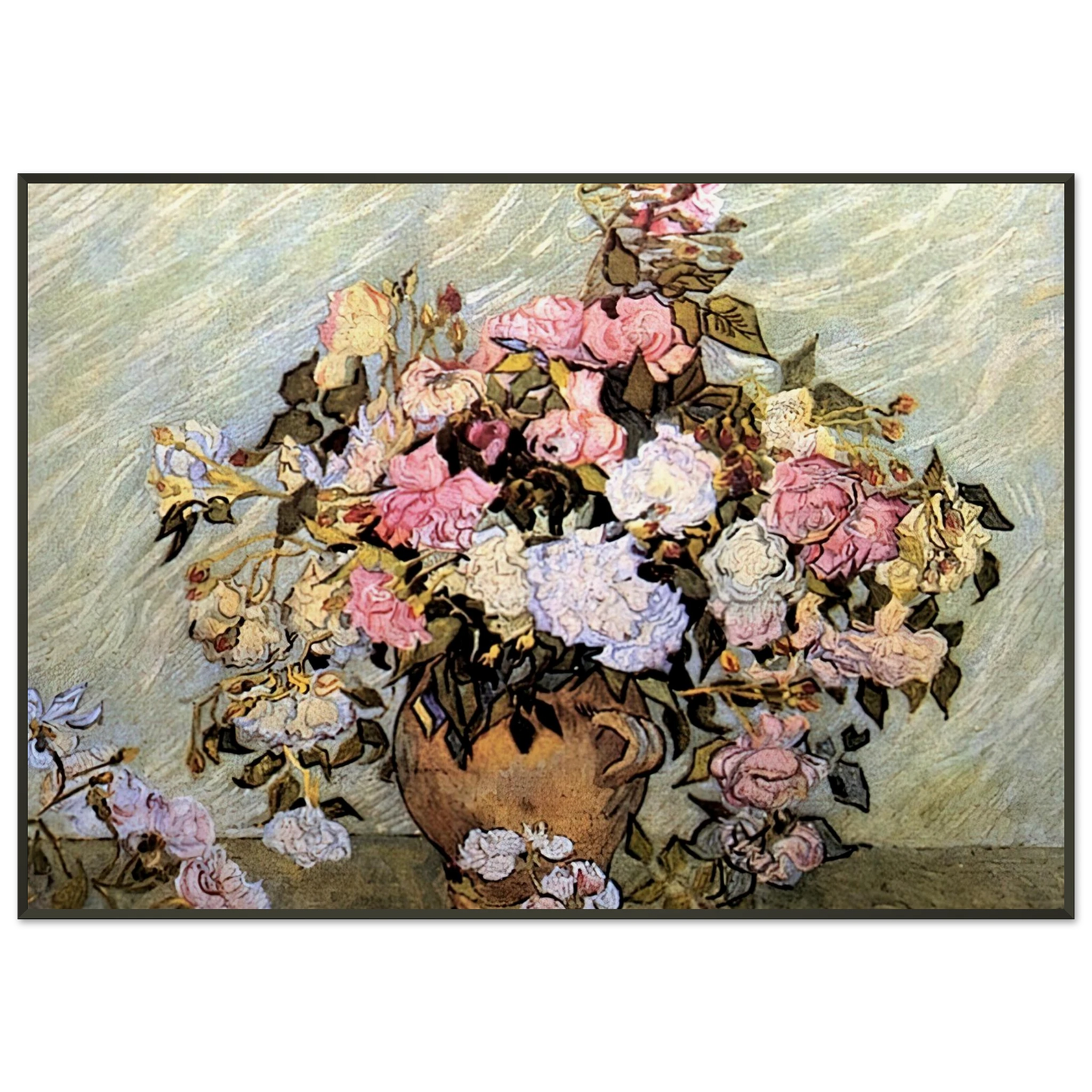 Vincent van Gogh  Still Life Vase with Roses Framed Art Print  - Aluminum Frame - 21x29.7 cm / 8x12"