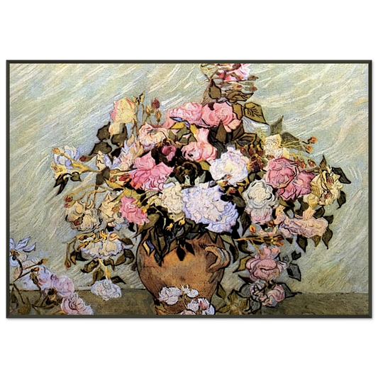 Vincent van Gogh  Still Life Vase with Roses Framed Art Print  - Aluminum Frame - 21x29.7 cm / 8x12"