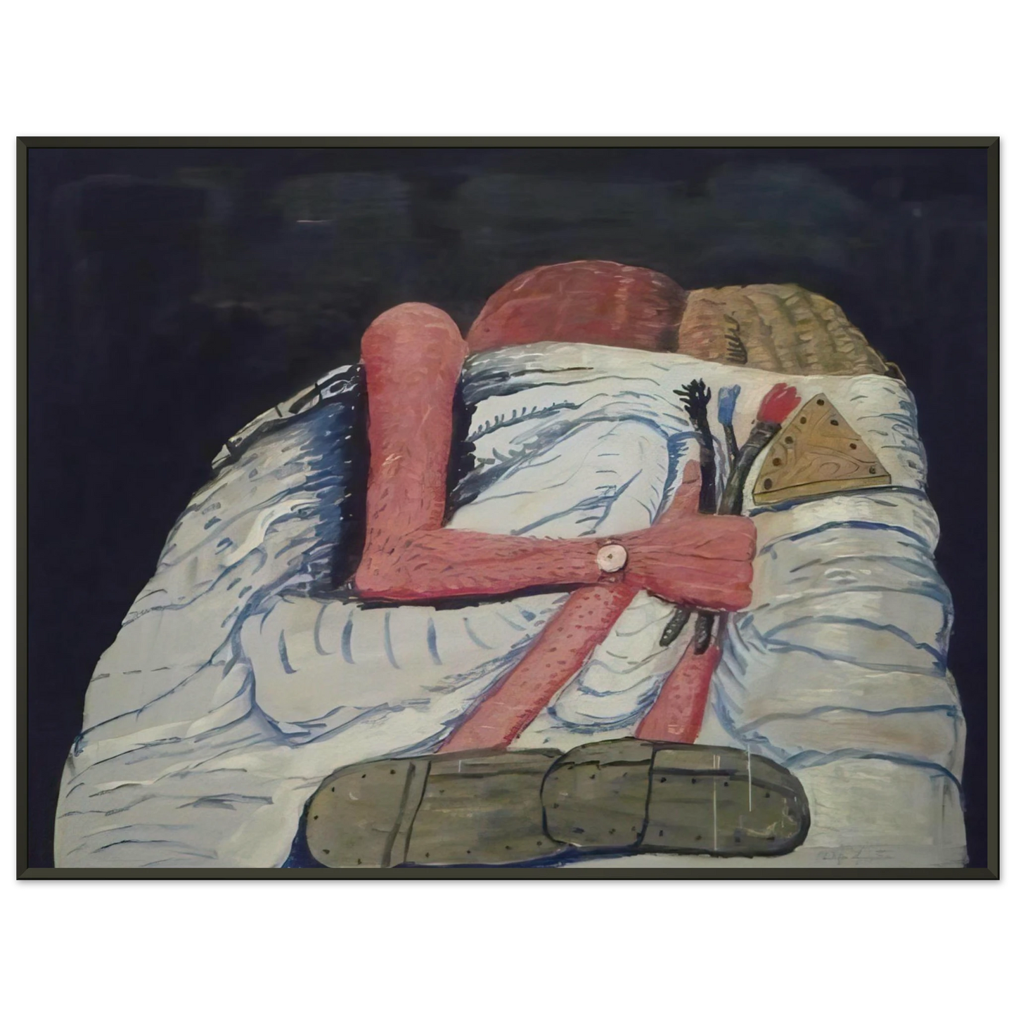 Philip Guston  COUPLE IN BED Framed Art Print  - Aluminum Frame - 70x100 cm / 28x40 inches
