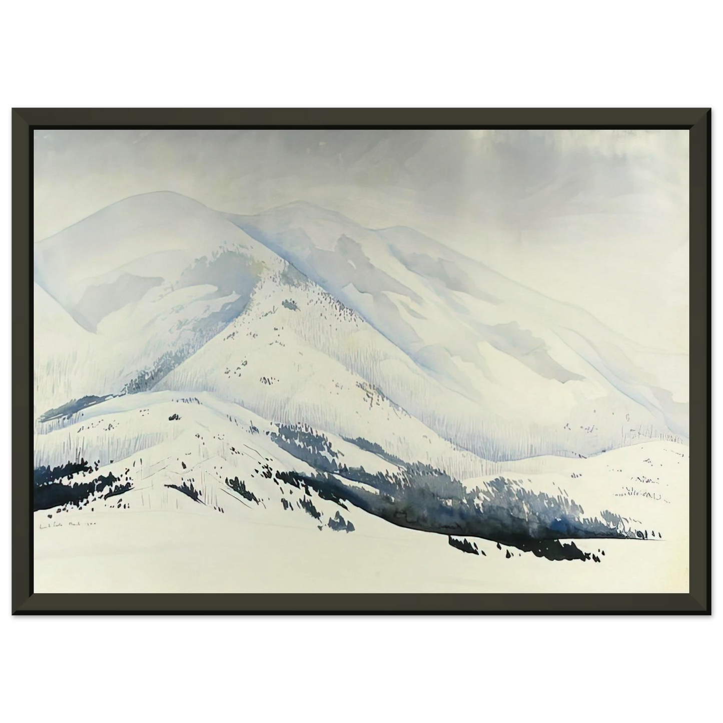 Eyvind Earle  Snowy Mountain Framed Art Print  - Aluminum Frame - 60x80 cm / 24x32 inches