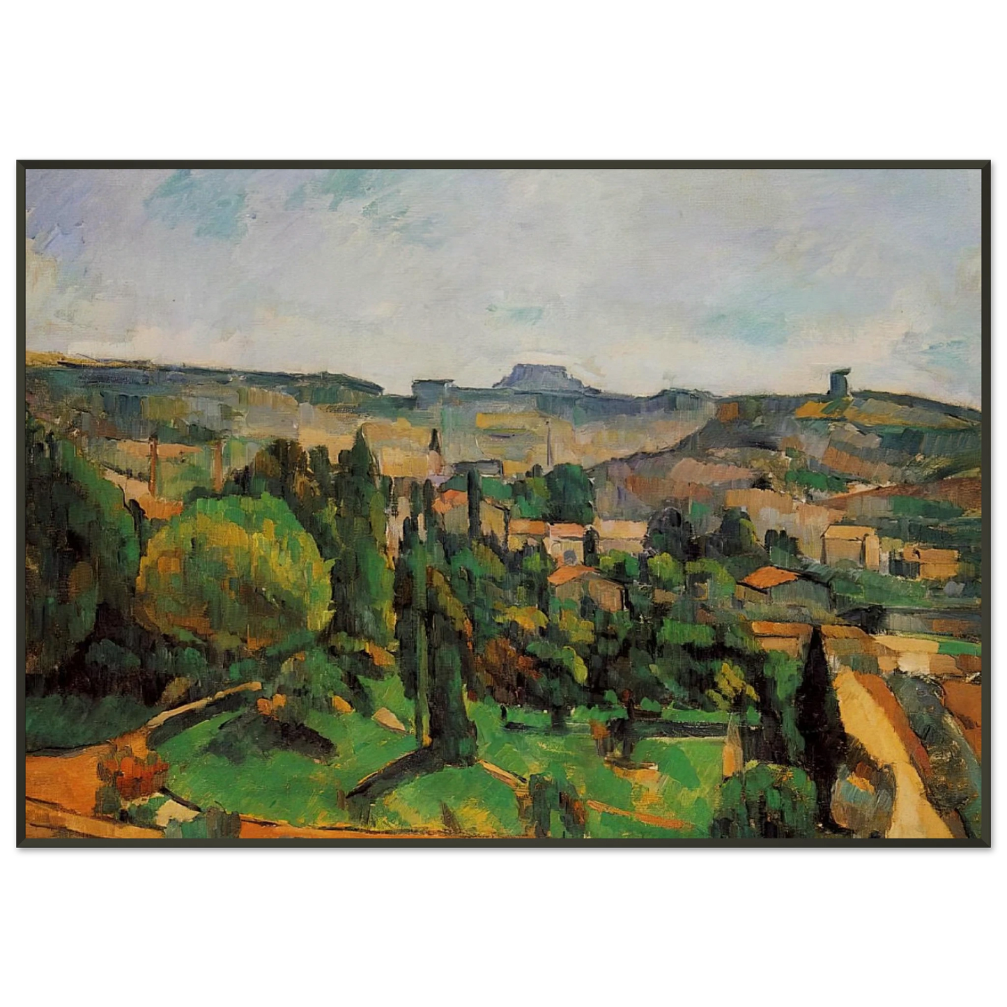 Paul Cezanne  Ile de France Landscape Framed Art Print  - Aluminum Frame - 21x29.7 cm / 8x12"