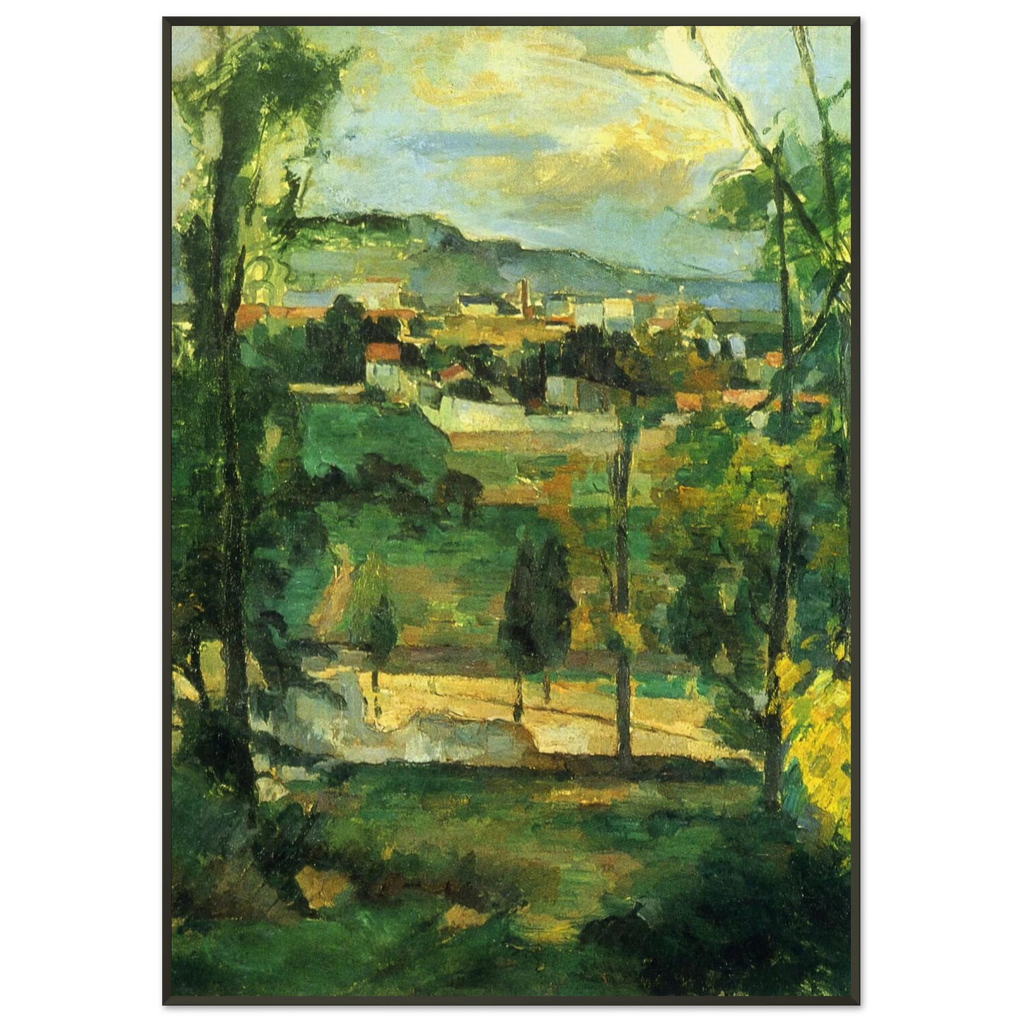 Paul Cezanne  Village behind Trees Framed Art Print  - Aluminum Frame - 21x29.7 cm / 8x12"