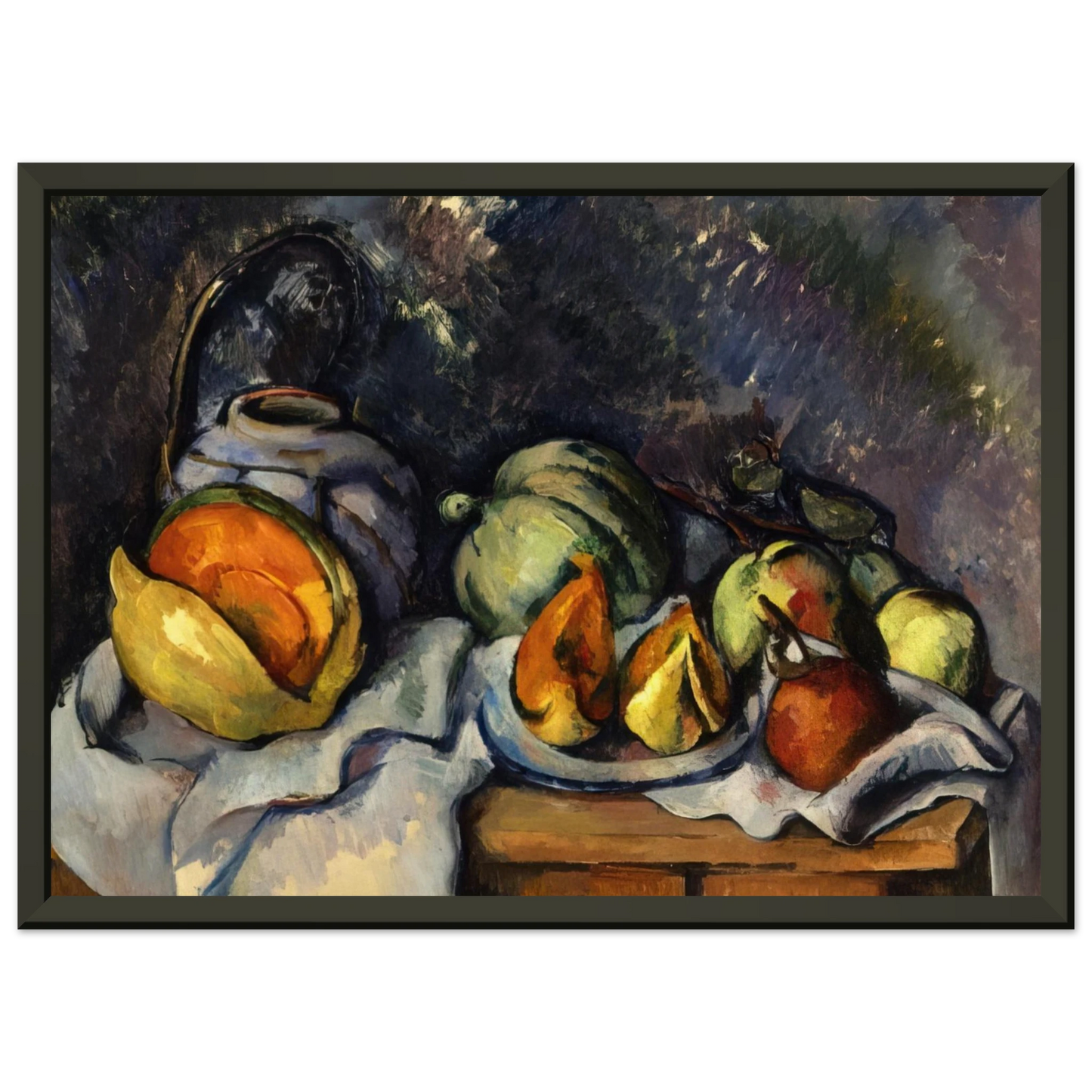 Paul Cezanne  Still Life with Fruit and a Ginger Pot Framed Art Print  - Aluminum Frame - 70x100 cm / 28x40 inches