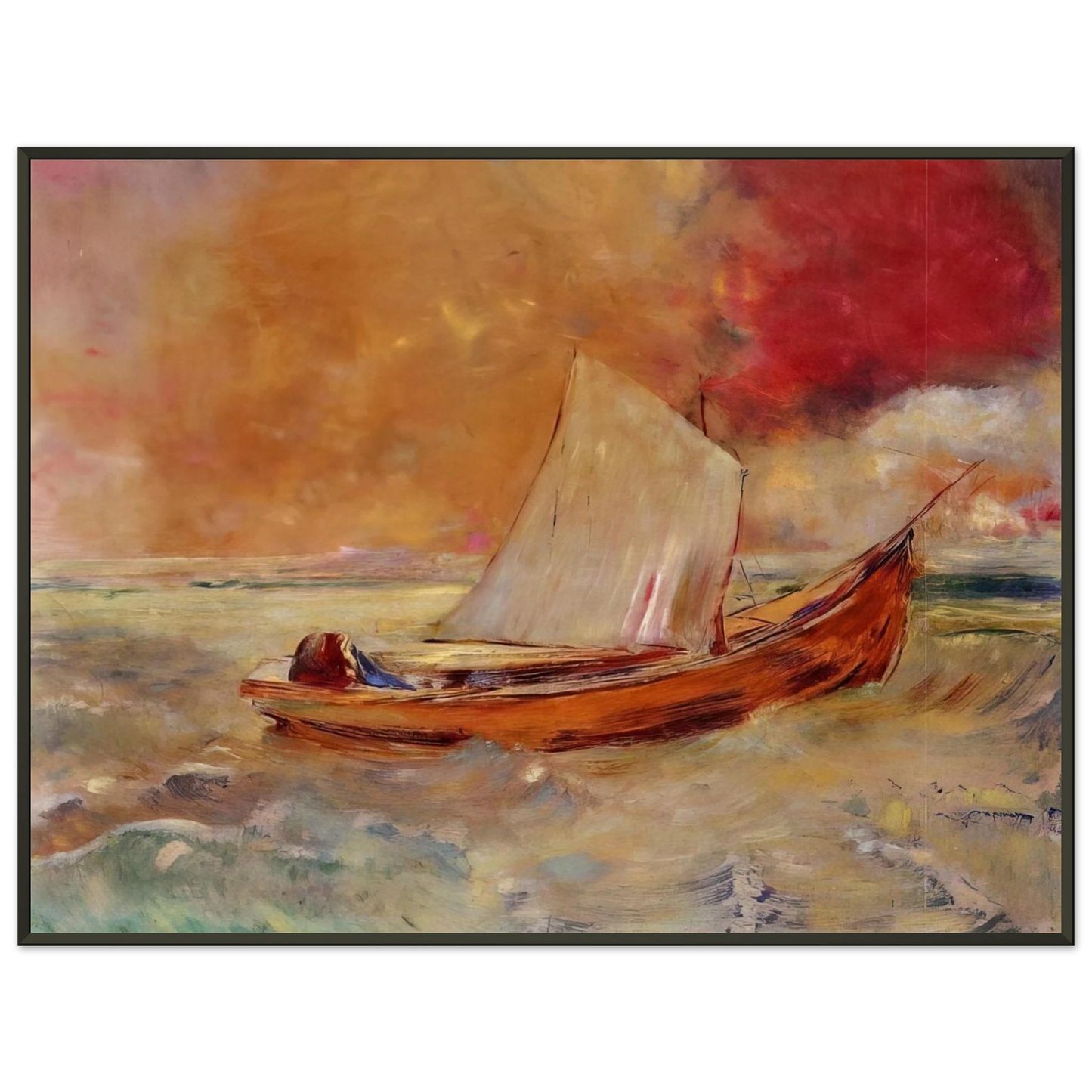 Odilon Redon  YELLOW BOAT Framed Art Print  - Aluminum Frame - 40x50 cm / 16x20 inches