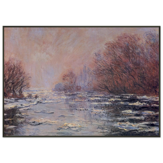 claude monet  River Thawing near Vetheuil Framed Art Print  - Aluminum Frame - 21x29.7 cm / 8x12"