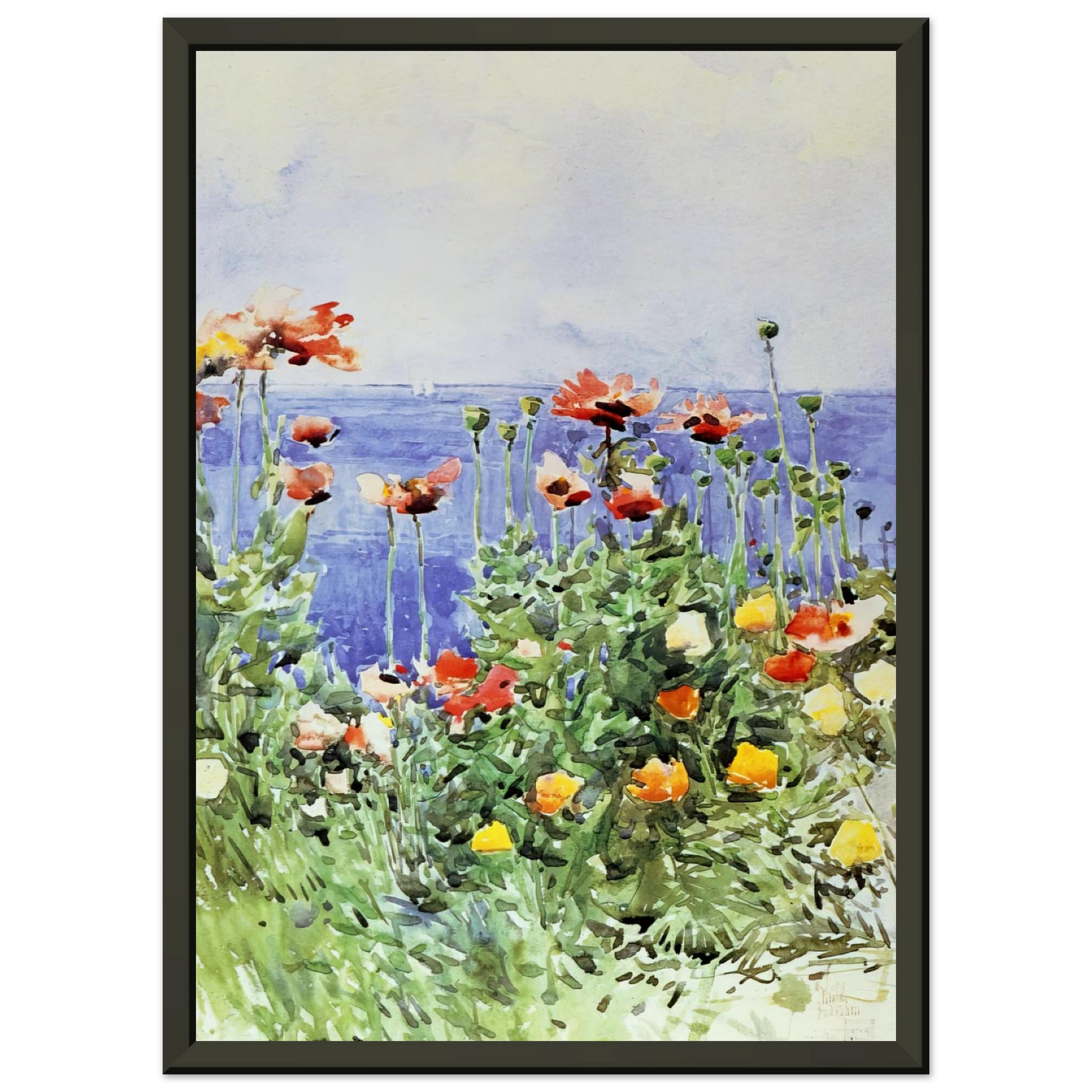 Childe Hassam  Poppies Isles of Shoals 02 Framed Art Print  - Aluminum Frame - 70x100 cm / 28x40 inches