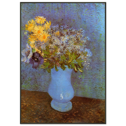 Vincent van Gogh  Vase with Lilacs Daisies and Anemones Framed Art Print  - Aluminum Frame - 21x29.7 cm / 8x12"