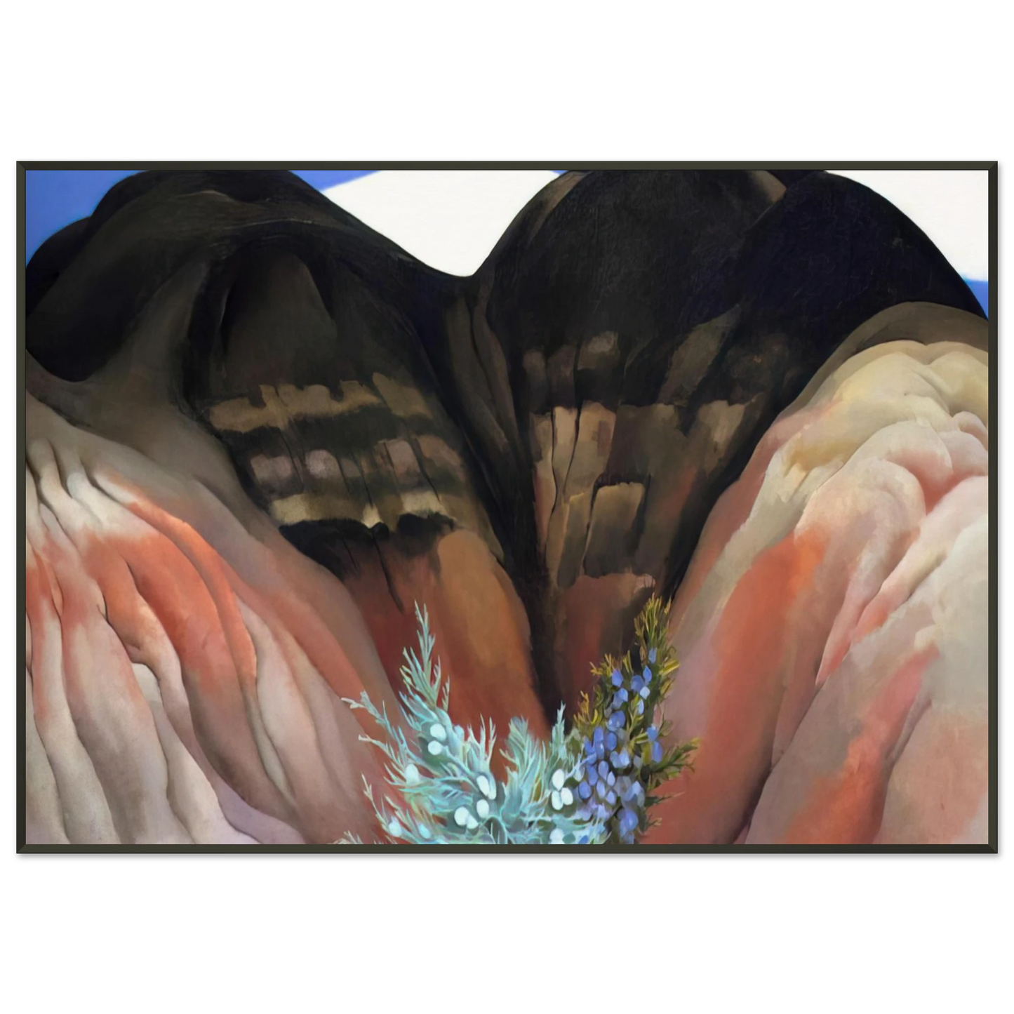 Georgia OKeeffe  Black Hills with Cedar Framed Art Print  - Aluminum Frame - 21x29.7 cm / 8x12"