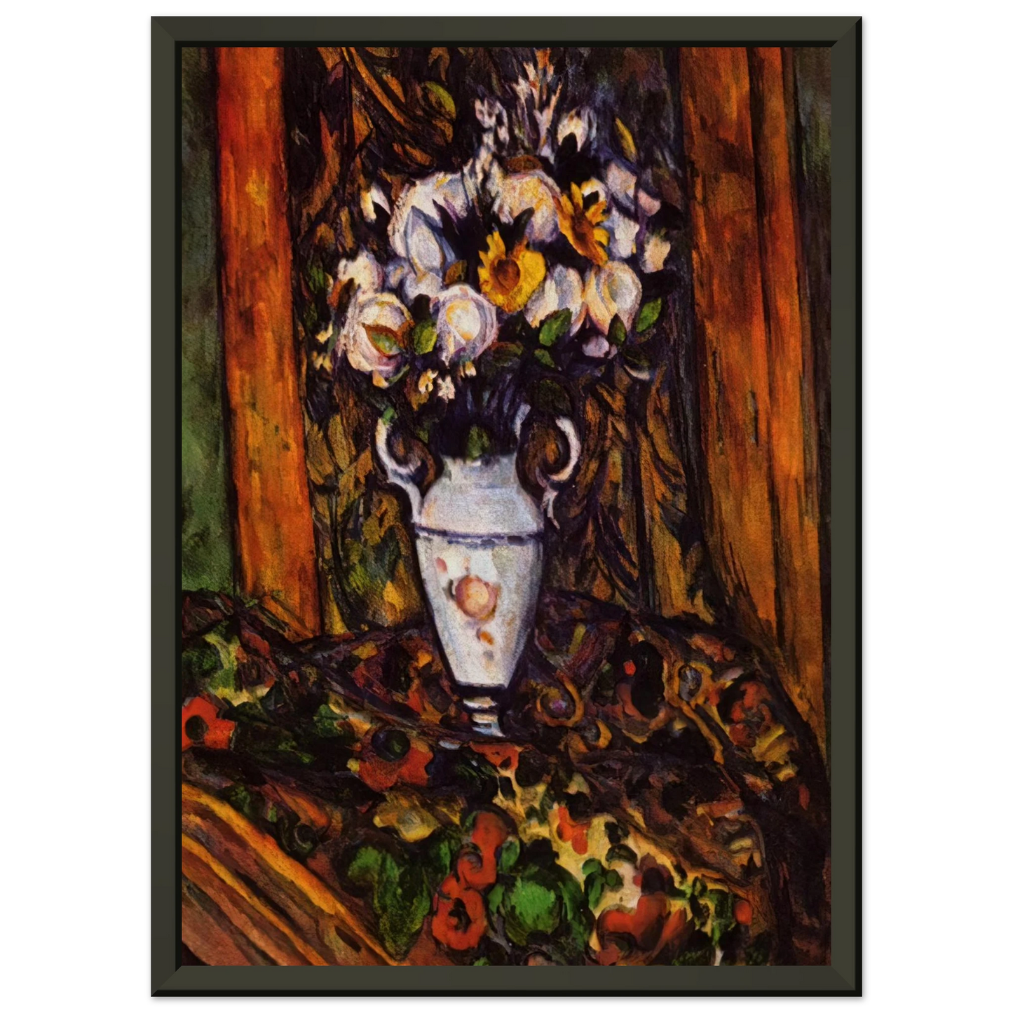 Paul Cezanne  Still Life Vase with Flowers Framed Art Print  - Aluminum Frame - 40x50 cm / 16x20 inches