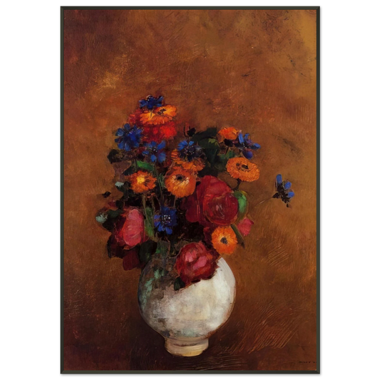 Odilon Redon  BOUQUET OF FLOWERS IN A WHITE VASE Framed Art Print  - Aluminum Frame - 21x29.7 cm / 8x12"
