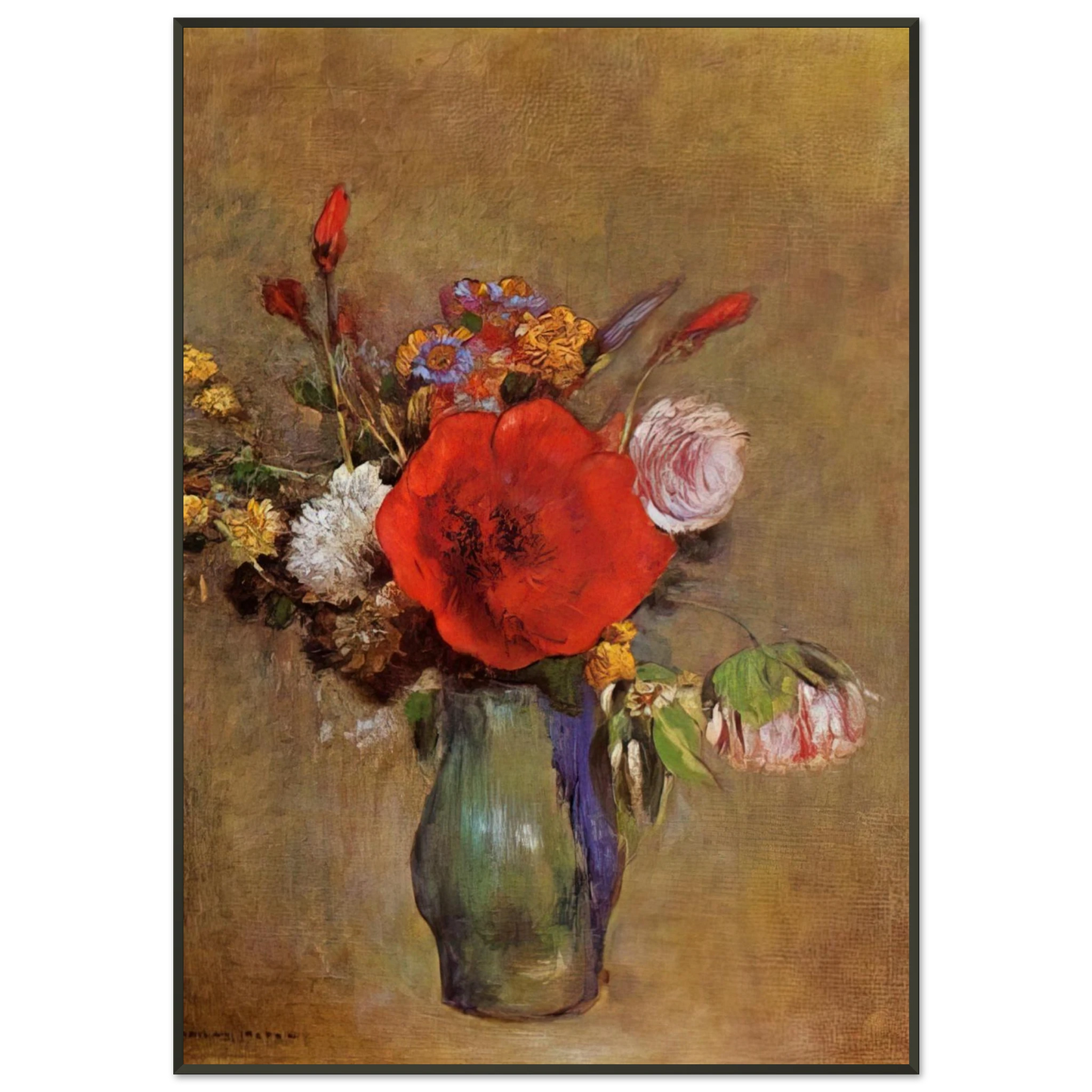 Odilon Redon  VASE OF FLOWERS 11 Framed Art Print  - Aluminum Frame - 21x29.7 cm / 8x12"