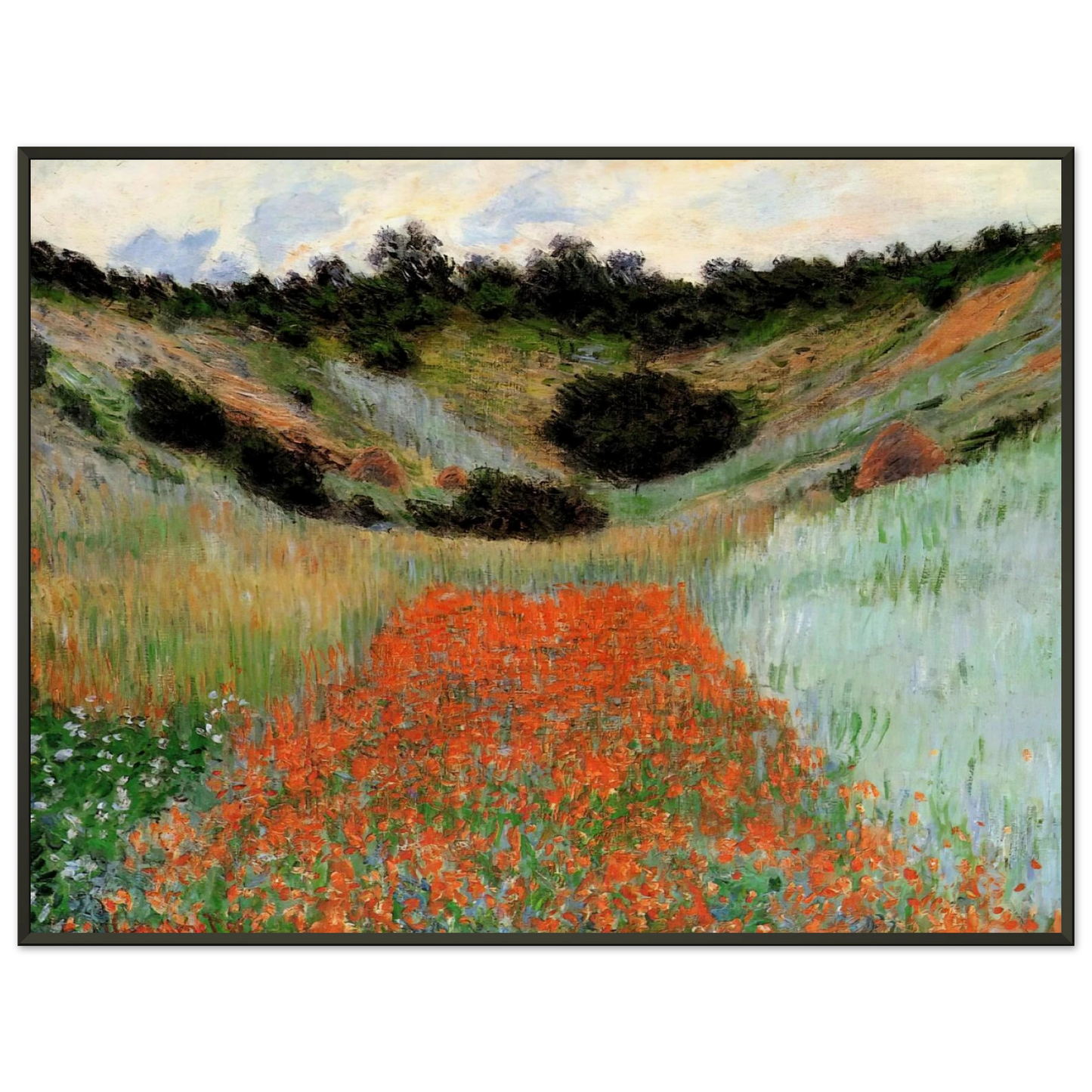 claude monet  Poppy Field in a Hollow near Giverny Framed Art Print  - Aluminum Frame - 40x50 cm / 16x20 inches
