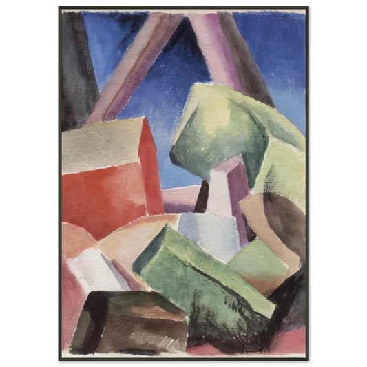 Thomas Hart Benton  HOUSE IN CUBIST LANDSCAPE 1920 Framed Art Print  - Aluminum Frame - 21x29.7 cm / 8x12"