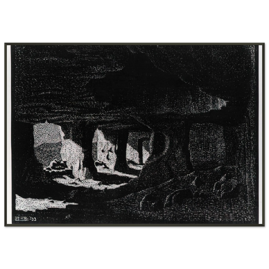MC Escher  CAVE DWELLINGS NEAR SPERLINGA SICILY Framed Art Print  - Aluminum Frame - 21x29.7 cm / 8x12"