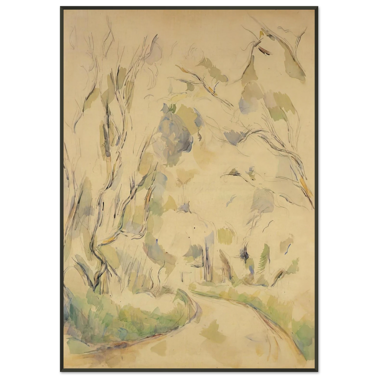 Paul Cezanne  Well by the Winding Road in the Park of Chateau Noir Framed Art Print  - Aluminum Frame - 21x29.7 cm / 8x12"