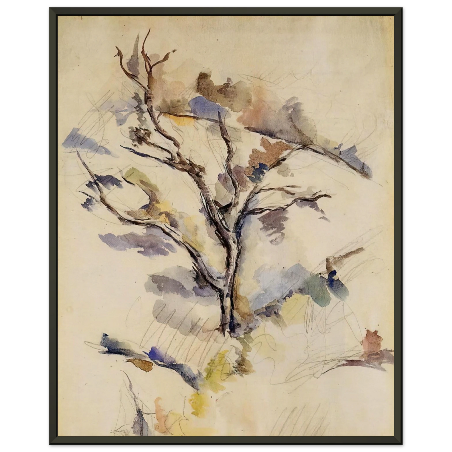 Paul Cezanne  The Oak Framed Art Print  - Aluminum Frame - 40x50 cm / 16x20 inches