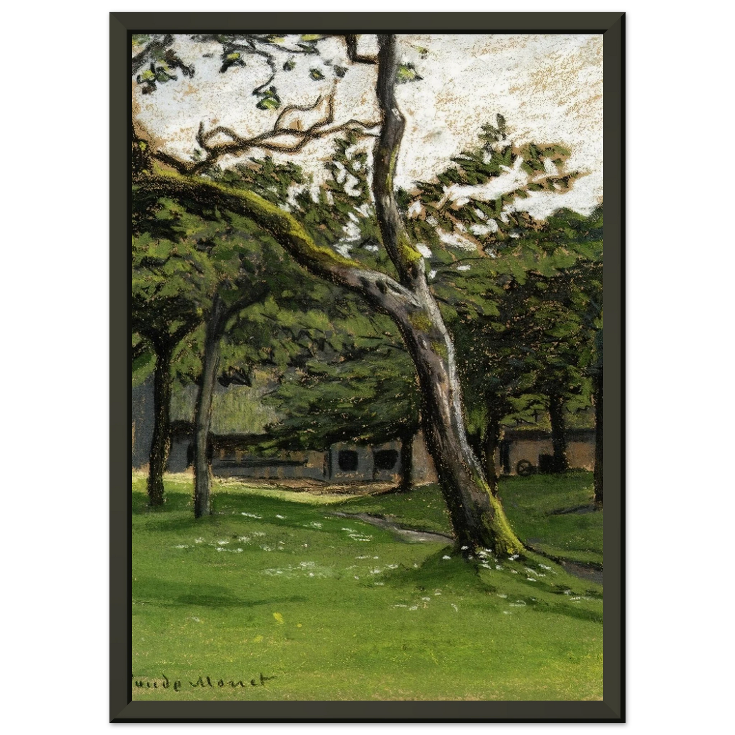 claude monet  Norman Farm through the Trees Framed Art Print  - Aluminum Frame - 40x50 cm / 16x20 inches