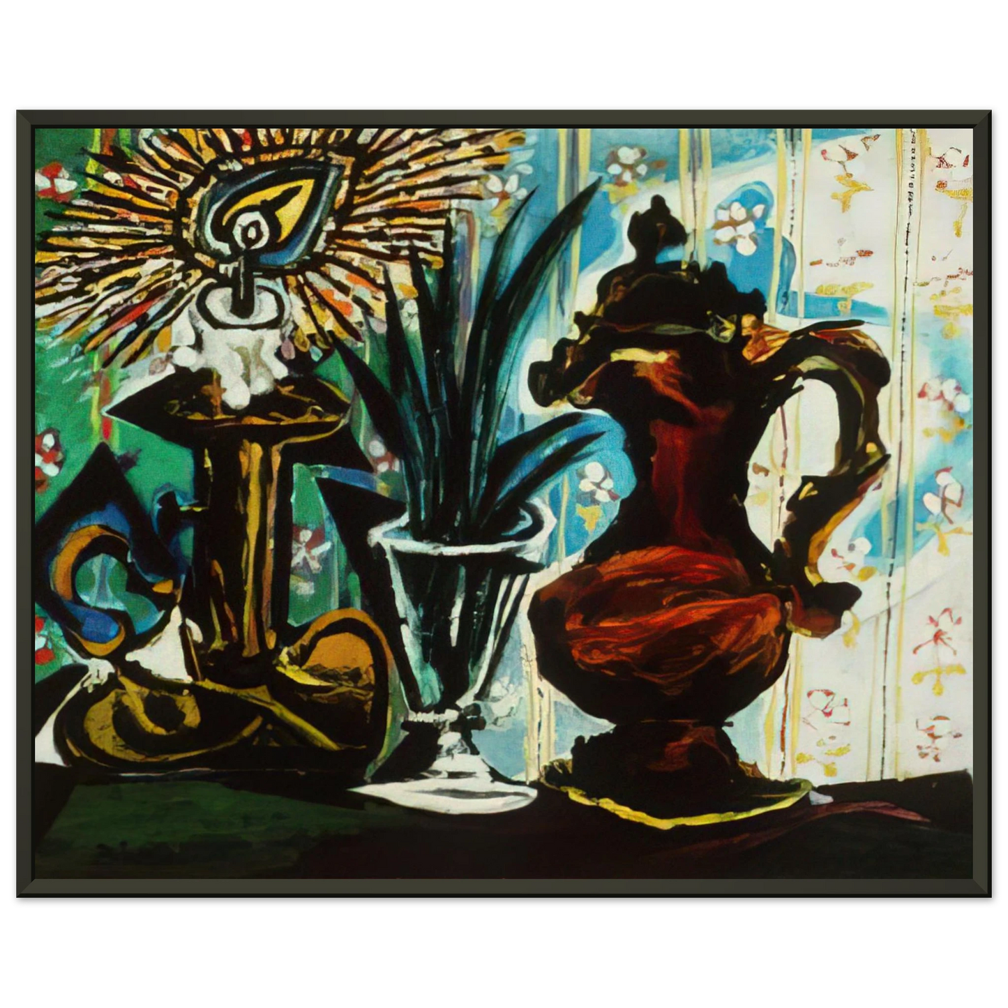 Pablo Picasso  Still life with candle Framed Art Print  - Aluminum Frame - 60x80 cm / 24x32 inches