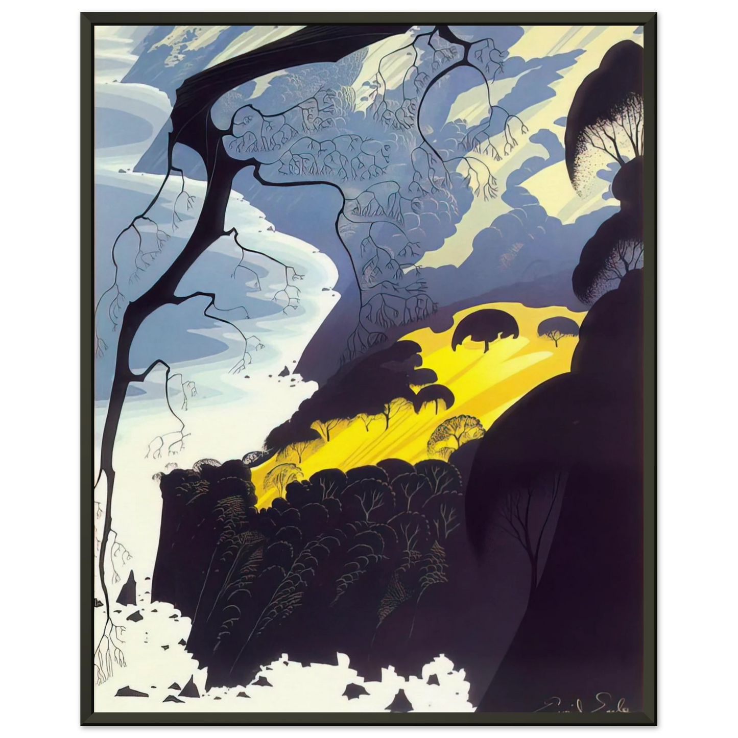 Eyvind Earle  Carmel Highlands Framed Art Print  - Aluminum Frame - 60x80 cm / 24x32 inches