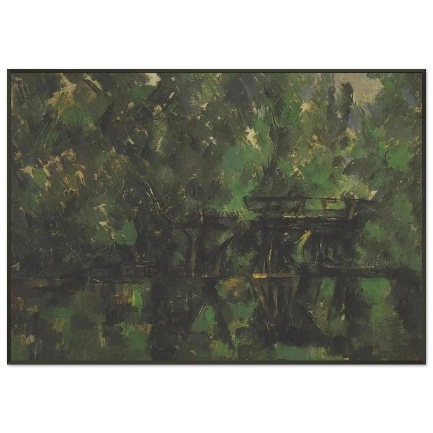 Paul Cezanne  Bridge over the pond Framed Art Print  - Aluminum Frame - 21x29.7 cm / 8x12"