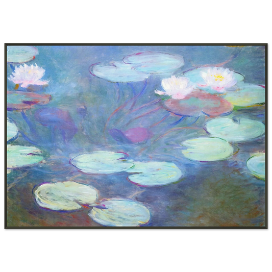 claude monet  Water Lilies Pink Framed Art Print  - Aluminum Frame - 21x29.7 cm / 8x12"