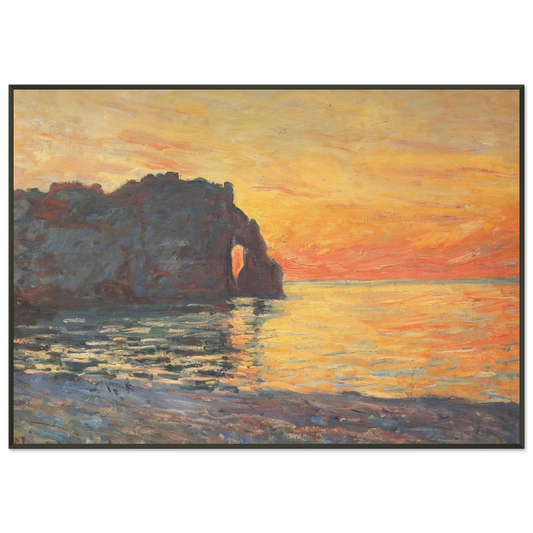 claude monet  Etretat Cliff of dAval Sunset Framed Art Print  - Aluminum Frame - 21x29.7 cm / 8x12"
