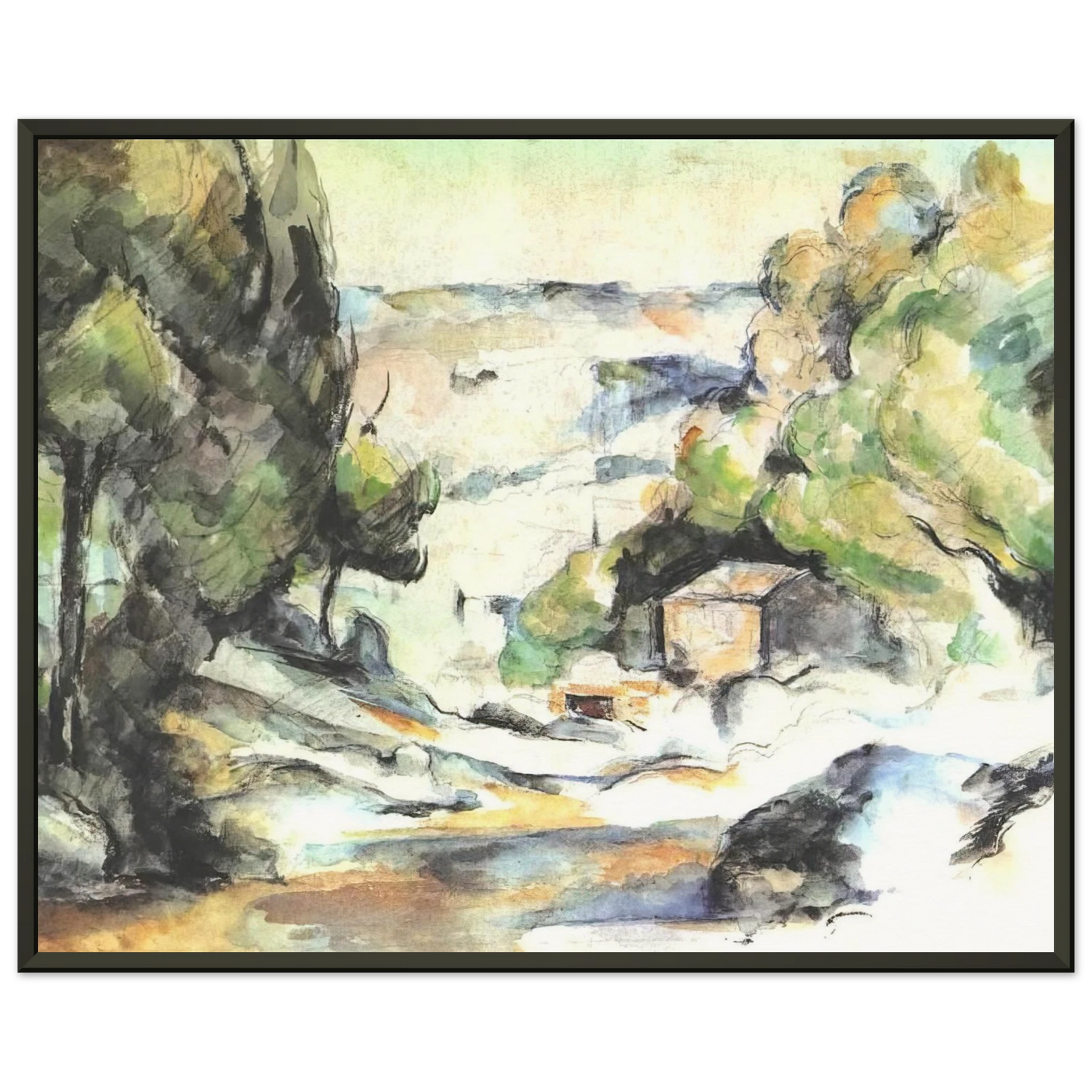 Paul Cezanne  Landscape in the Provence Framed Art Print  - Aluminum Frame - 40x50 cm / 16x20 inches