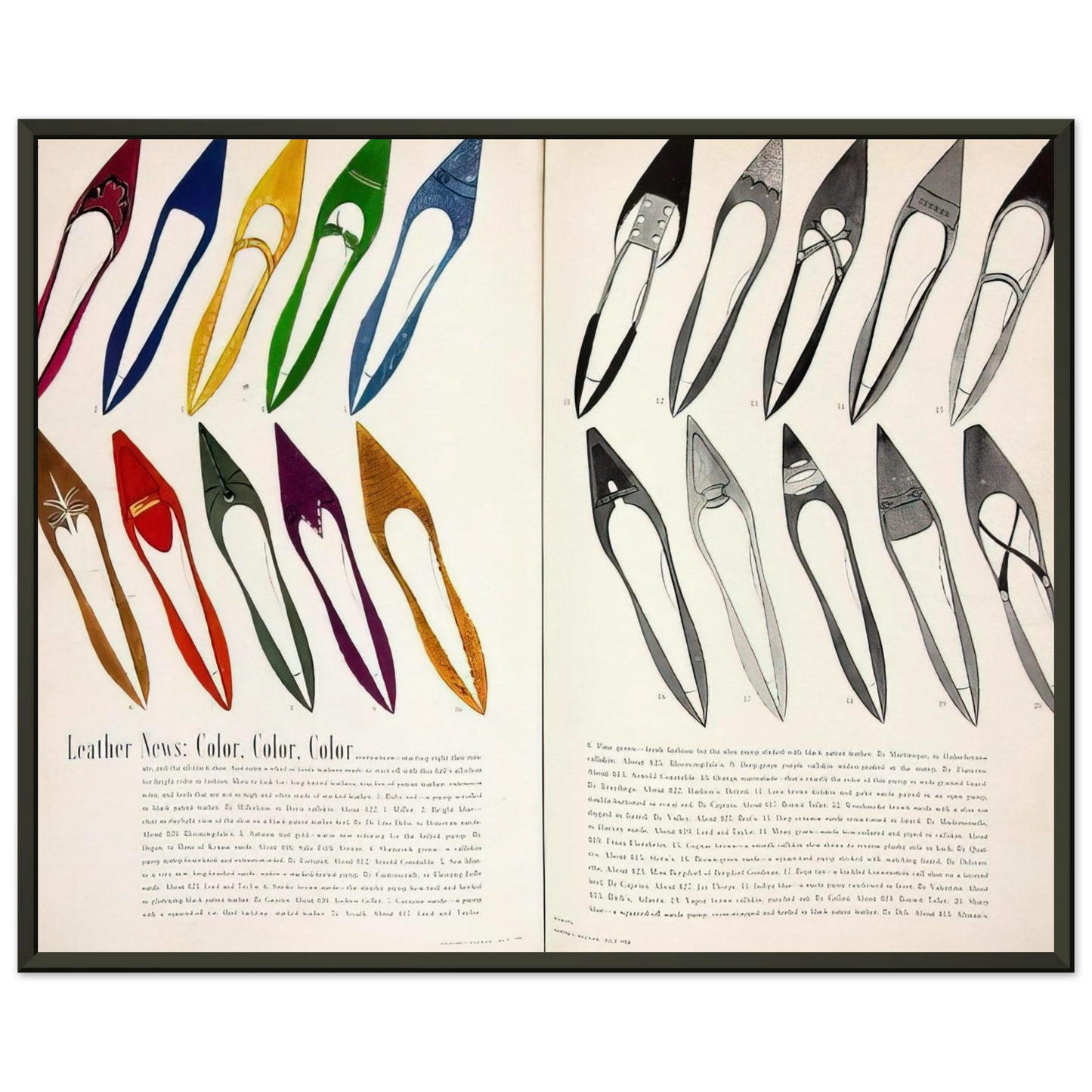 Andy Warhol  Shoe Advertisement for IMiller  Harpers Bazzar  Framed Art Print  - Aluminum Frame - 70x100 cm / 28x40 inches
