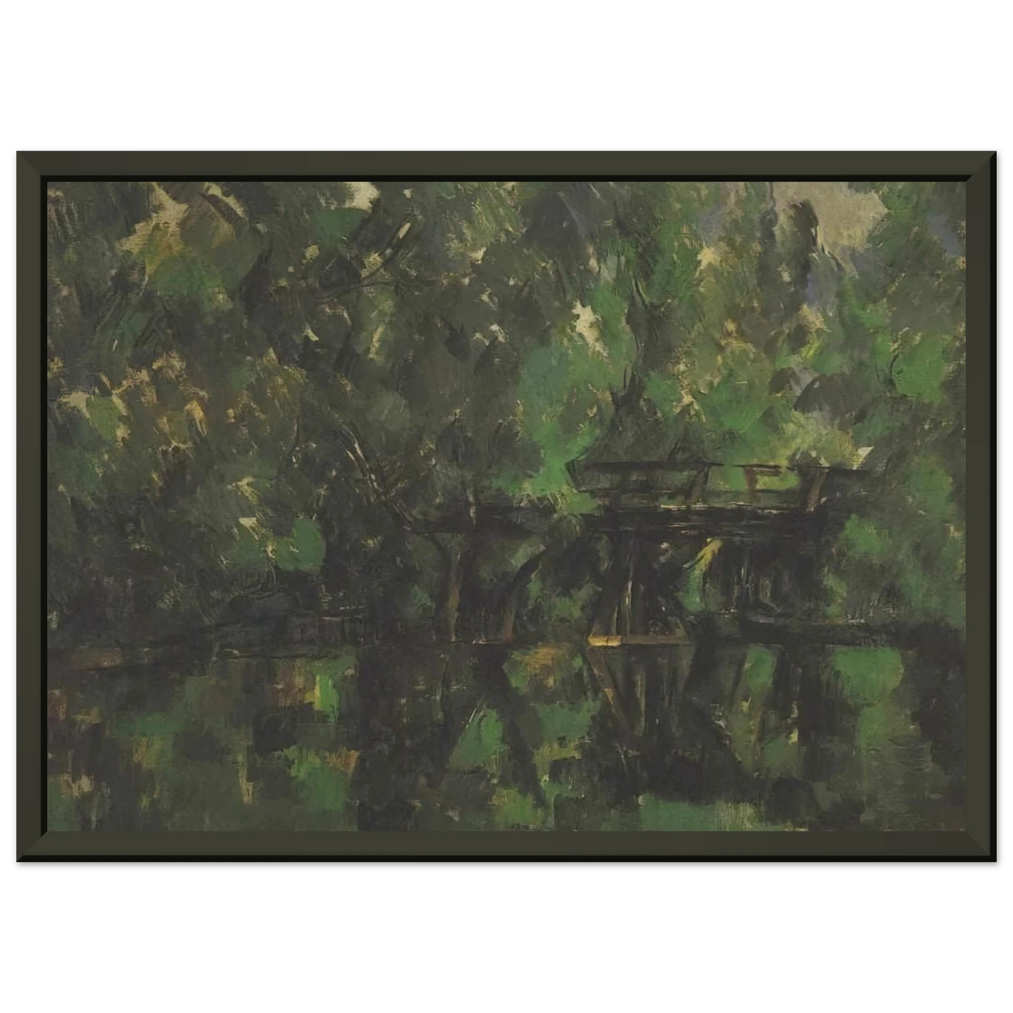 Paul Cezanne  Bridge over the pond Framed Art Print  - Aluminum Frame - 60x80 cm / 24x32 inches