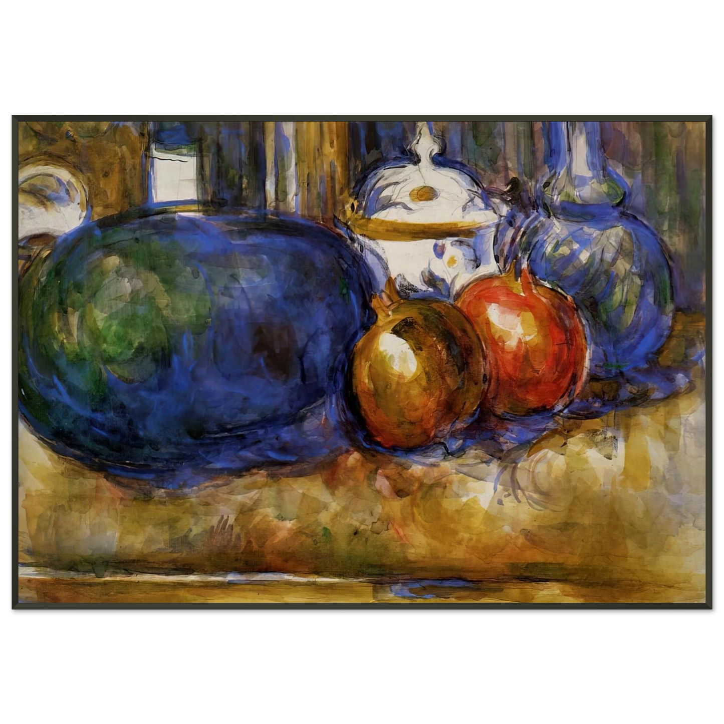 Paul Cezanne  Still Life with Watermelon and Pemegranates Framed Art Print  - Aluminum Frame - 21x29.7 cm / 8x12"