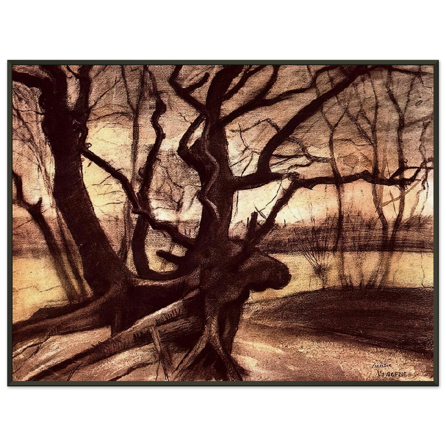 Vincent van Gogh  Study of a Tree Framed Art Print  - Aluminum Frame - 70x100 cm / 28x40 inches