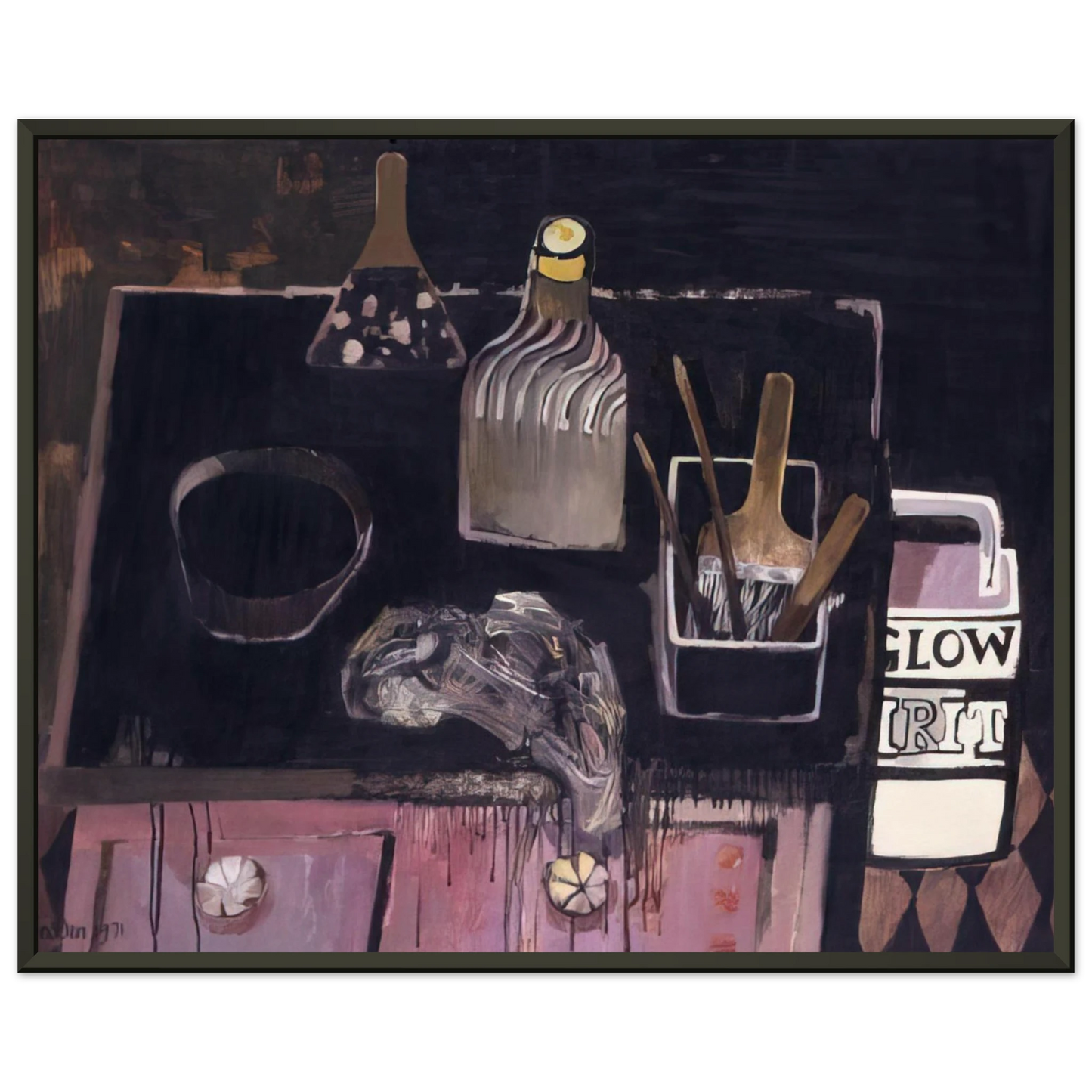 Mary Fedden  The Etching Table  1971 Framed Art Print  - Aluminum Frame - 60x80 cm / 24x32 inches