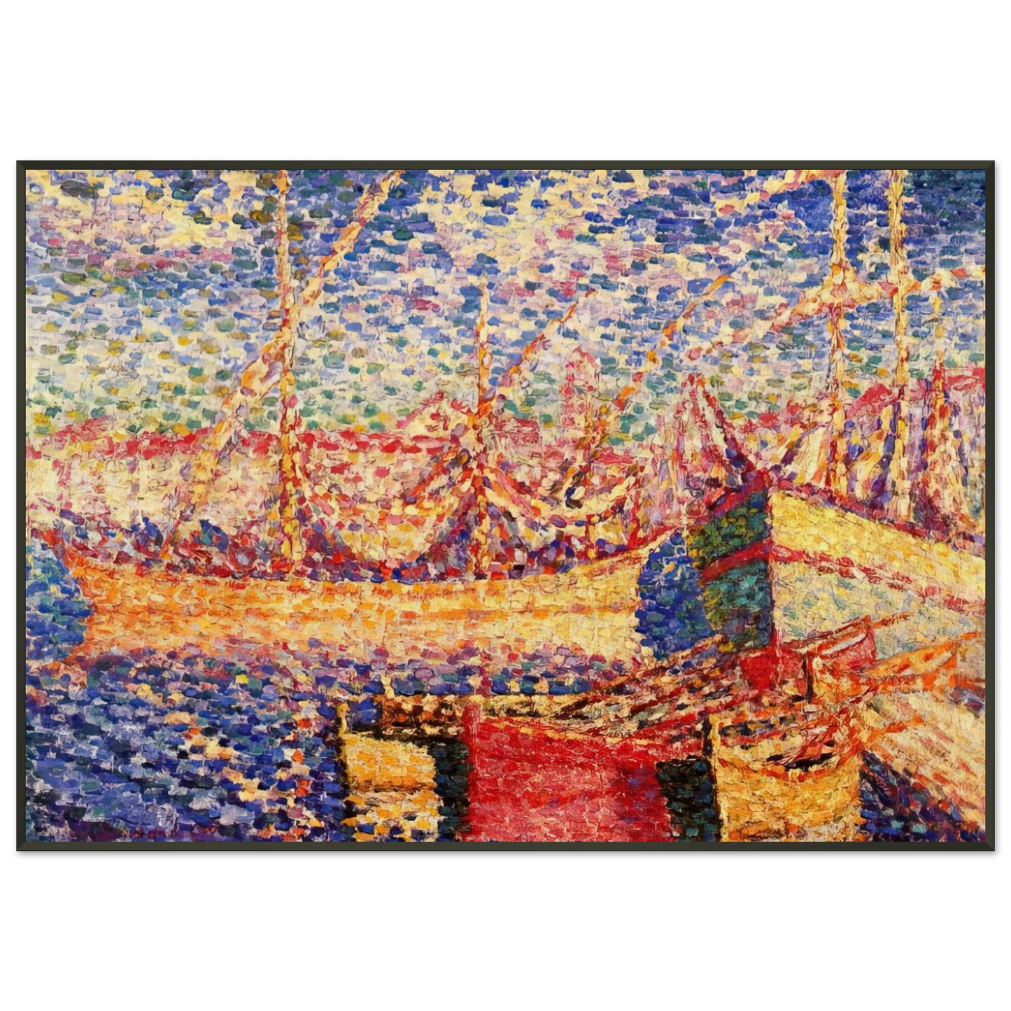 HenriEdmond Cross  Boats in the Port of St Tropez Framed Art Print  - Aluminum Frame - 21x29.7 cm / 8x12"