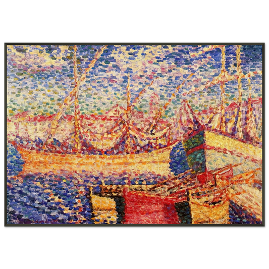 HenriEdmond Cross  Boats in the Port of St Tropez Framed Art Print  - Aluminum Frame - 21x29.7 cm / 8x12"