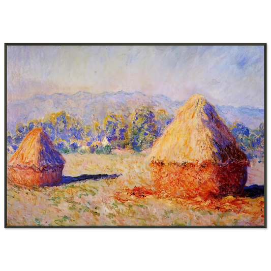 claude monet  Grainstacks in the Sunlight Morning Effect Framed Art Print  - Aluminum Frame - 21x29.7 cm / 8x12"