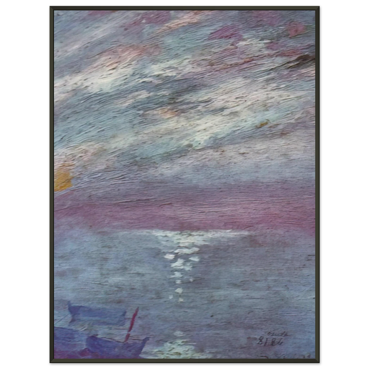 Salvador Dali  MOONLIGHT OVER THE BAY AT CADAQUES Framed Art Print  - Aluminum Frame - 70x100 cm / 28x40 inches