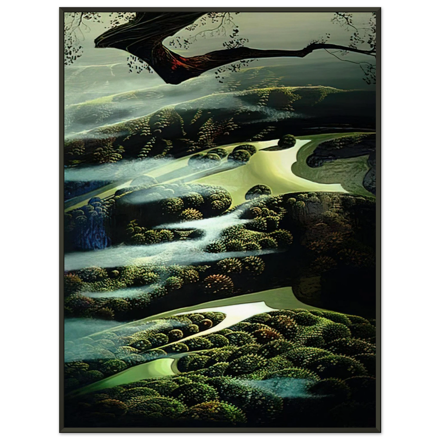 Eyvind Earle  Carmel Valley Memory Framed Art Print  - Aluminum Frame - 70x100 cm / 28x40 inches