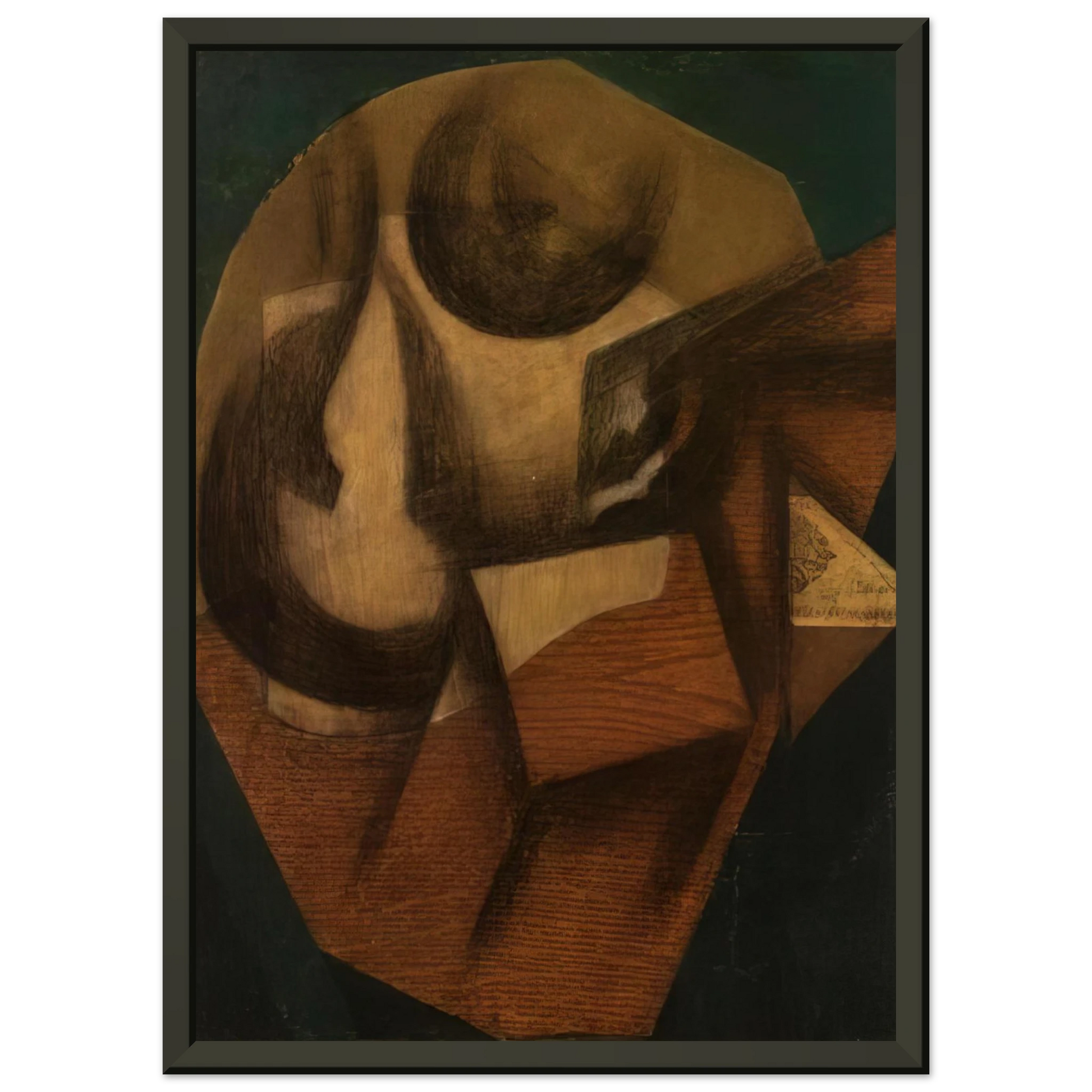 Juan Gris  THE GLASS 1914 Framed Art Print  - Aluminum Frame - 40x50 cm / 16x20 inches