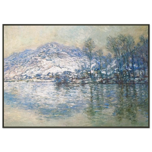 claude monet  The Seine at Port Villez Snow Effect Framed Art Print  - Aluminum Frame - 21x29.7 cm / 8x12"