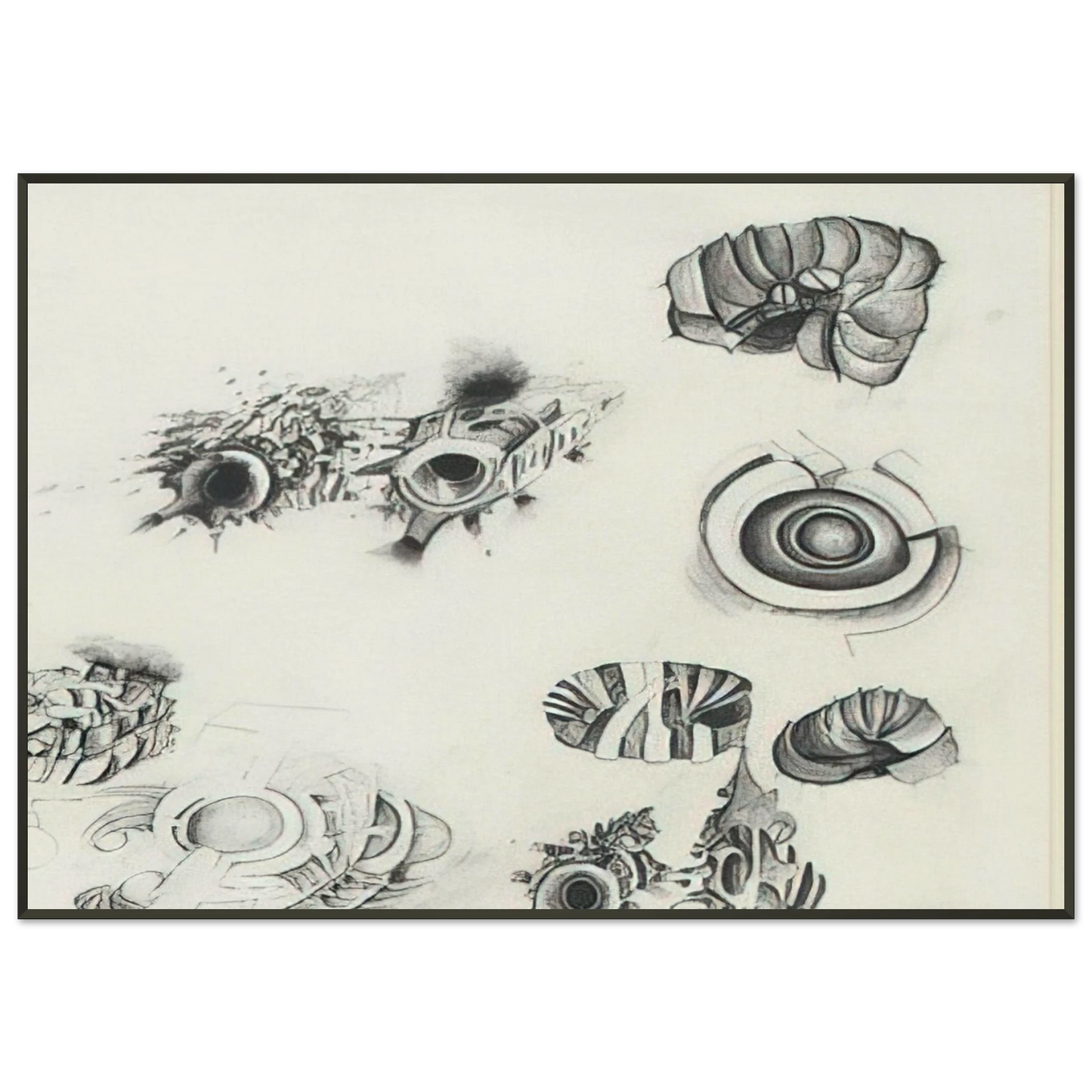 Lee Bontecou  UNTITLED 1961 1 Framed Art Print  - Aluminum Frame - 21x29.7 cm / 8x12"