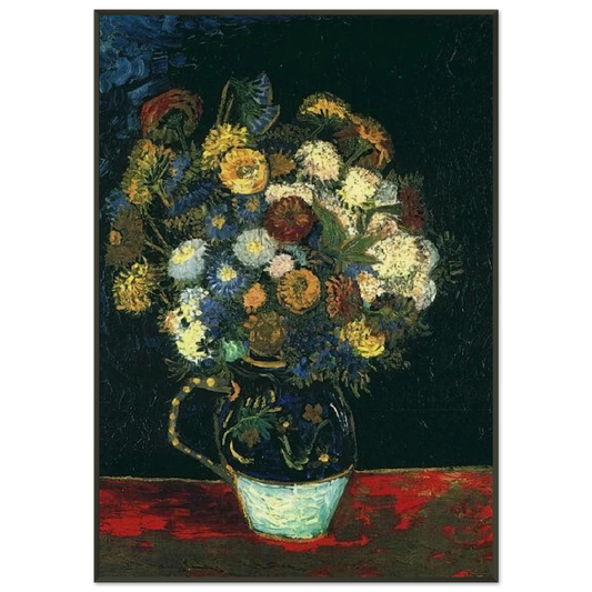 Vincent van Gogh  Still Life Vase with Zinnias Framed Art Print  - Aluminum Frame - 21x29.7 cm / 8x12"