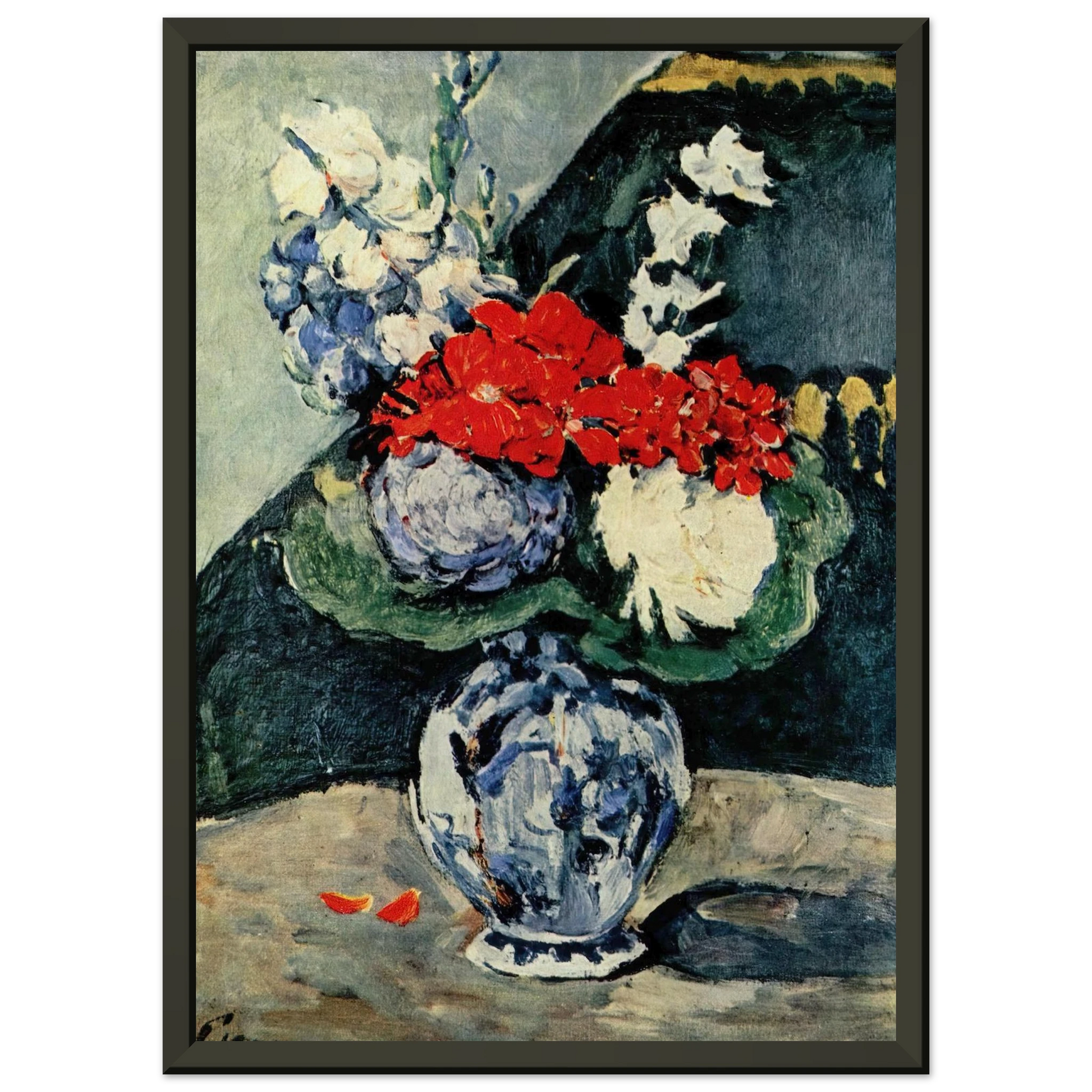 Paul Cezanne  Still life Delft vase with flowers Framed Art Print  - Aluminum Frame - 70x100 cm / 28x40 inches