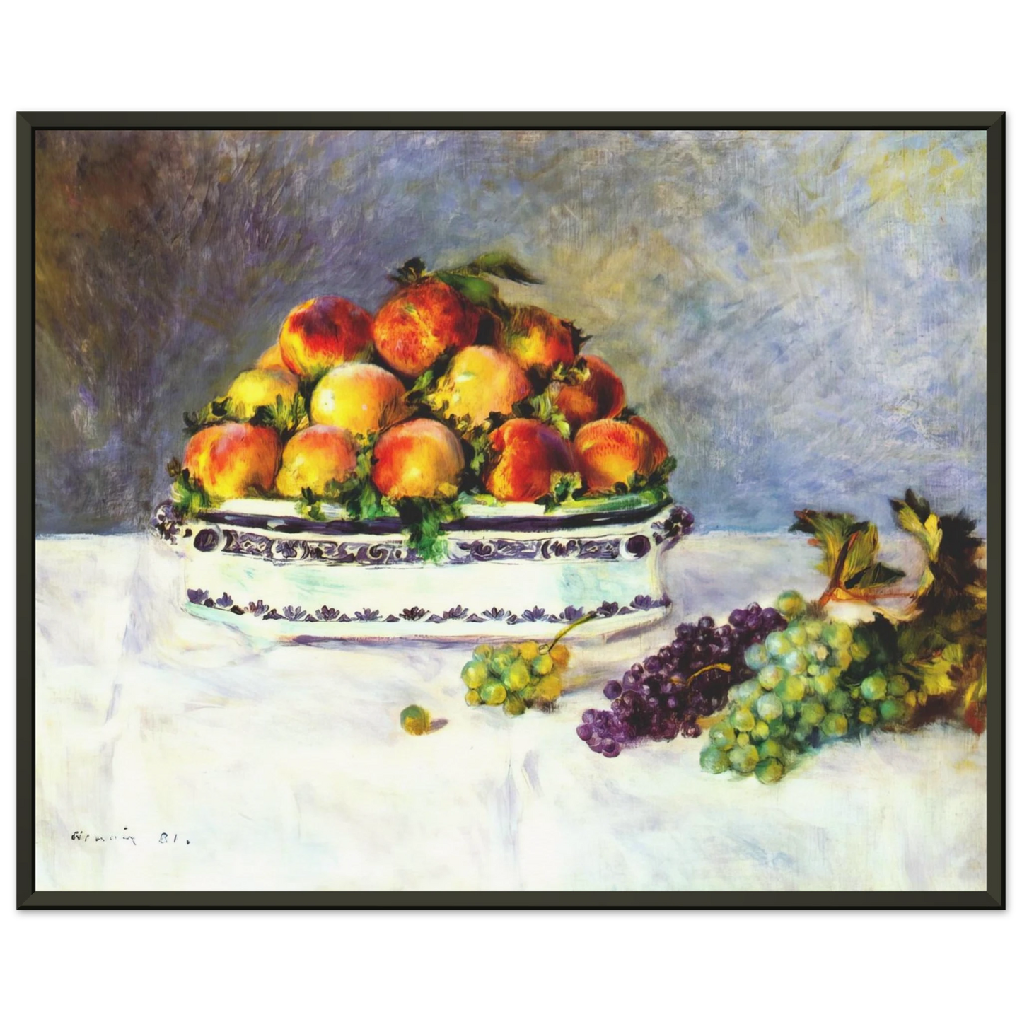 PierreAuguste Renoir  Still life with peaches and grapes Framed Art Print  - Aluminum Frame - 40x50 cm / 16x20 inches