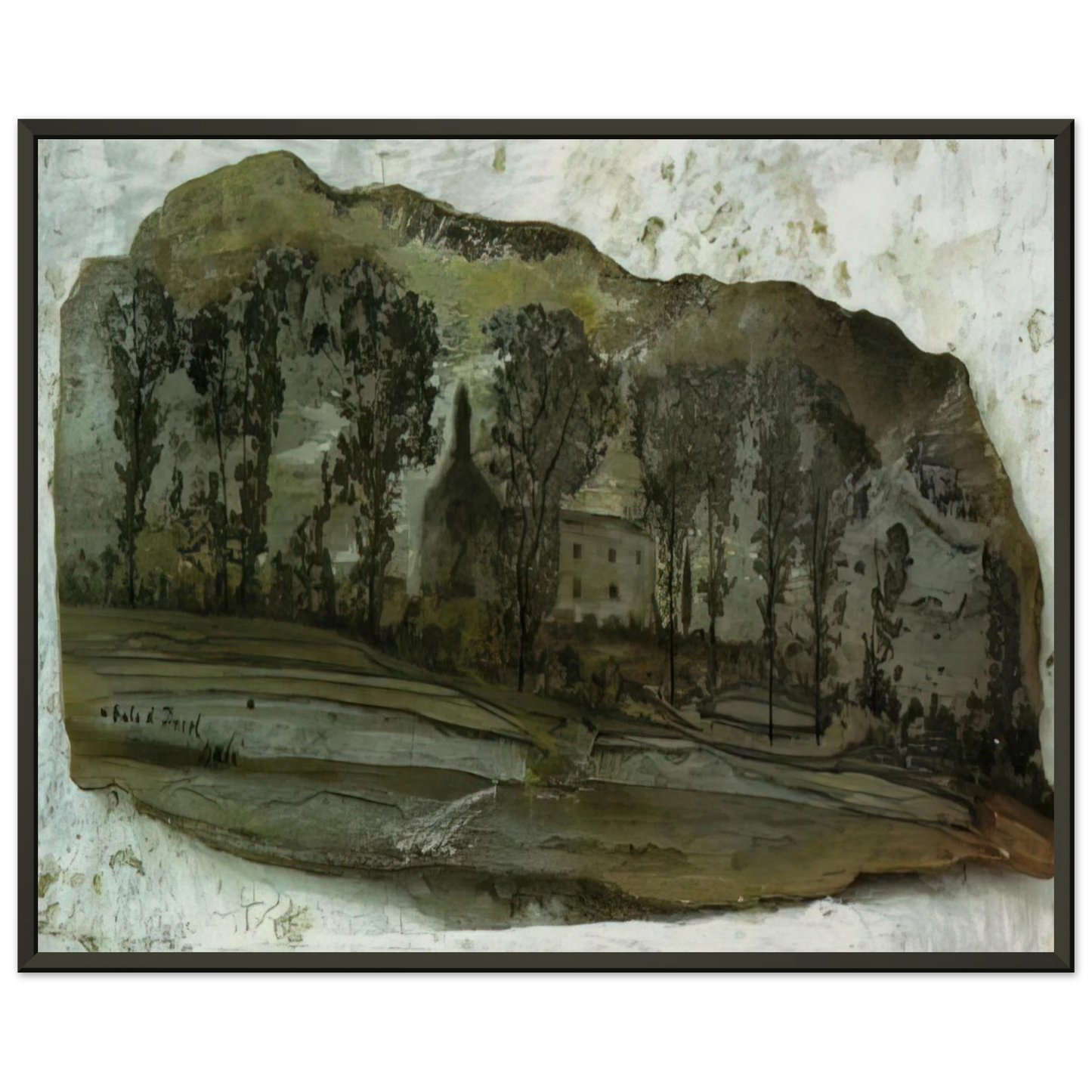 Salvador Dali  VIEW OF PUBOL Framed Art Print  - Aluminum Frame - 70x100 cm / 28x40 inches