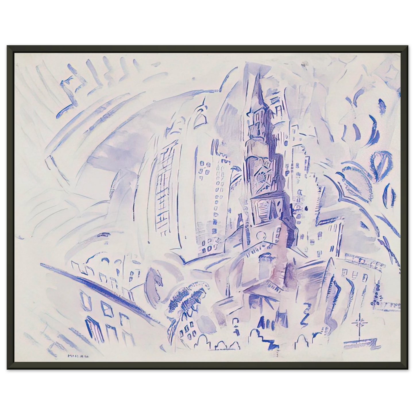 John Marin  St Pauls Manhattan  1914 Framed Art Print  - Aluminum Frame - 40x50 cm / 16x20 inches
